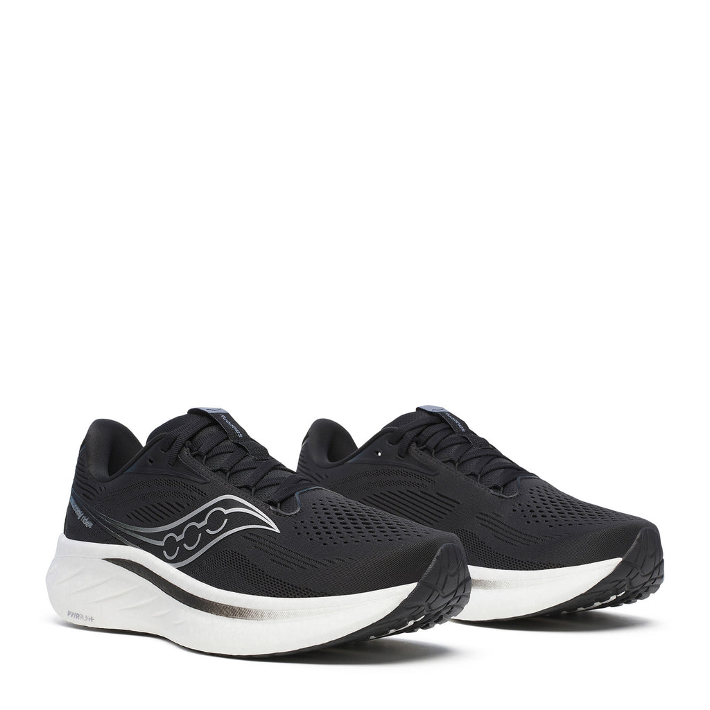 Men's Saucony Ride 18 Running Shoe BLACK  WHITE S21000-100