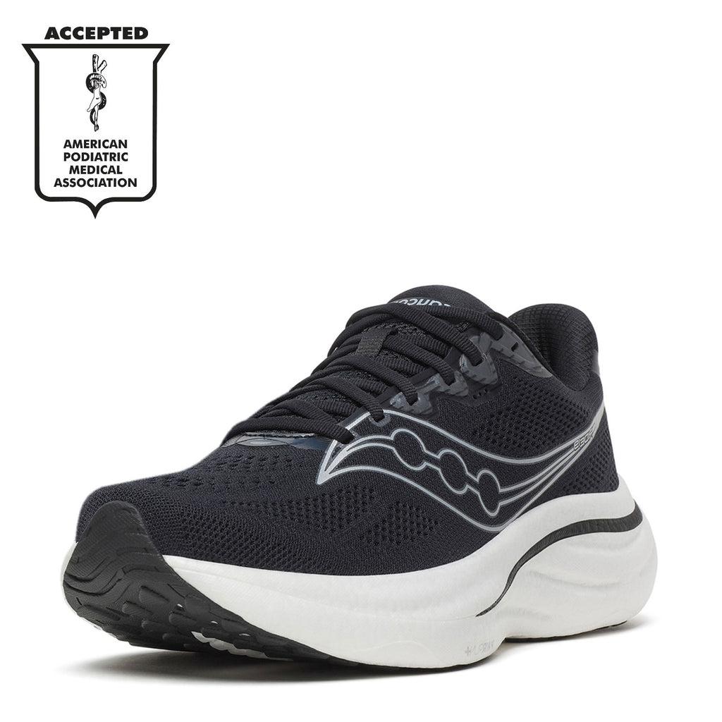 Men's Saucony Ride 19 Running Shoe - Wide Width BLACK/SILVER S21056-100