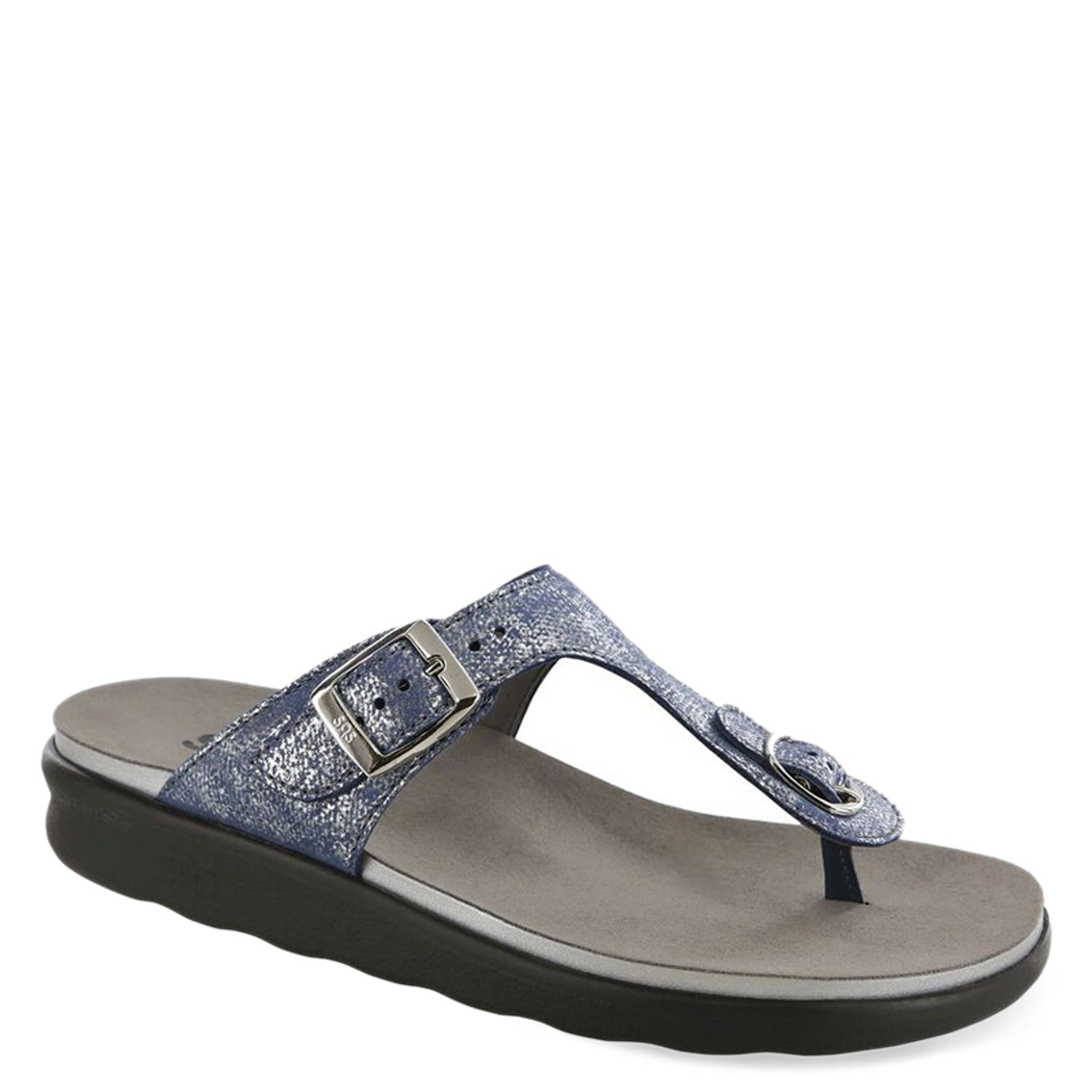 Peltz Shoes  Women's SAS Sanibel Thong Sandal SILVER BLUE SANIBEL SILBLUE