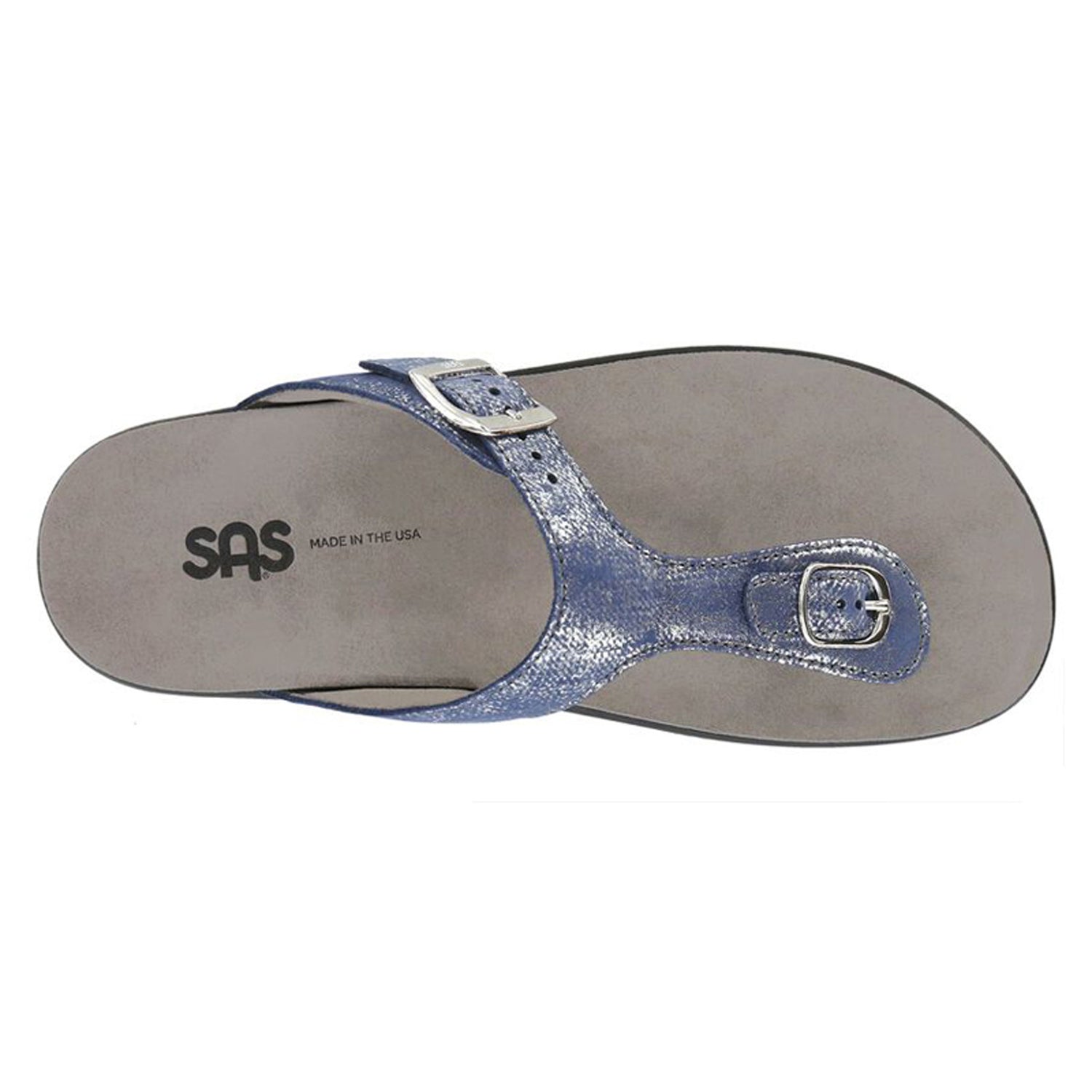 Peltz Shoes  Women's SAS Sanibel Thong Sandal SILVER BLUE SANIBEL SILBLUE