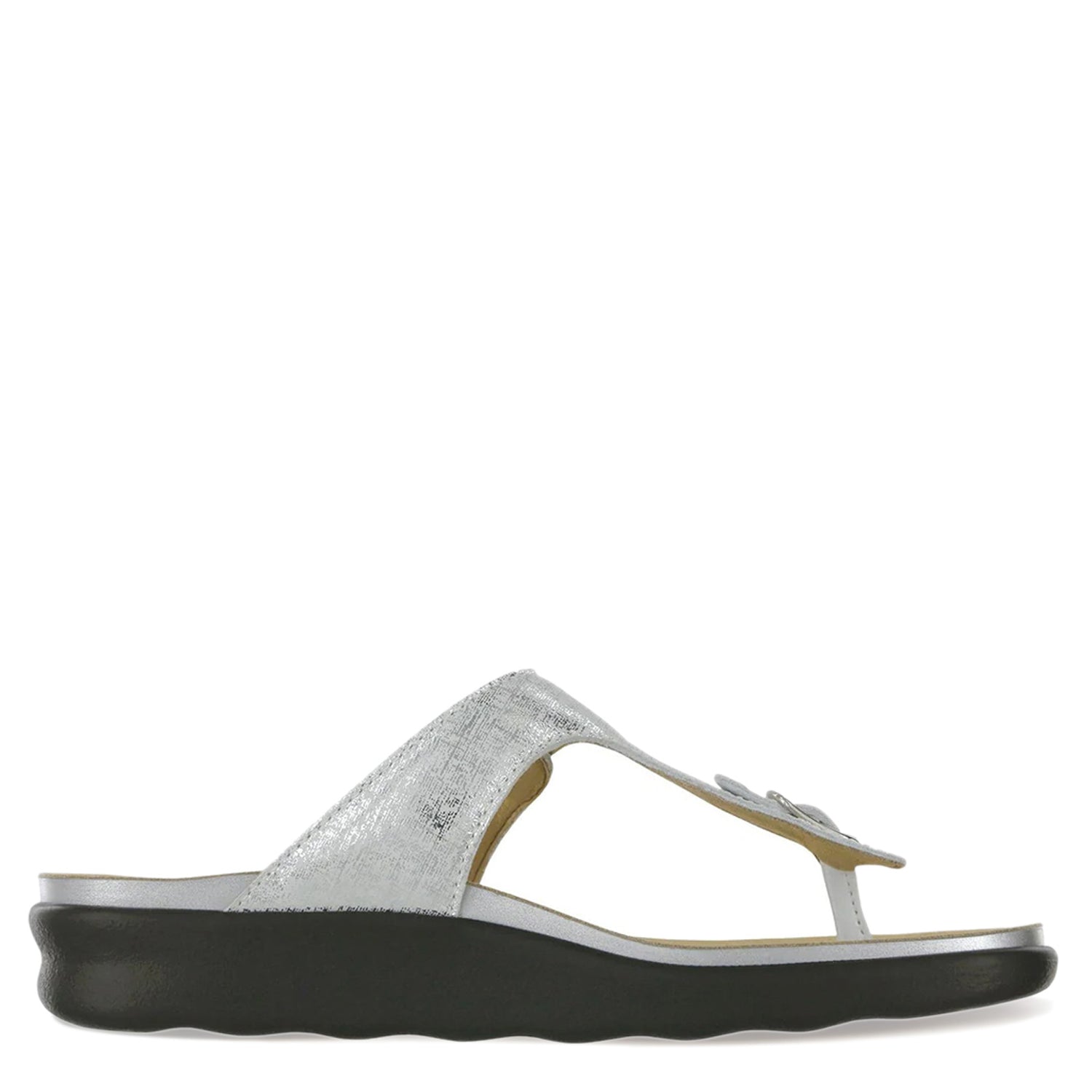 Peltz Shoes  Women's SAS Sanibel Thong Sandal SILVER SHINY SANIBEL SILVER