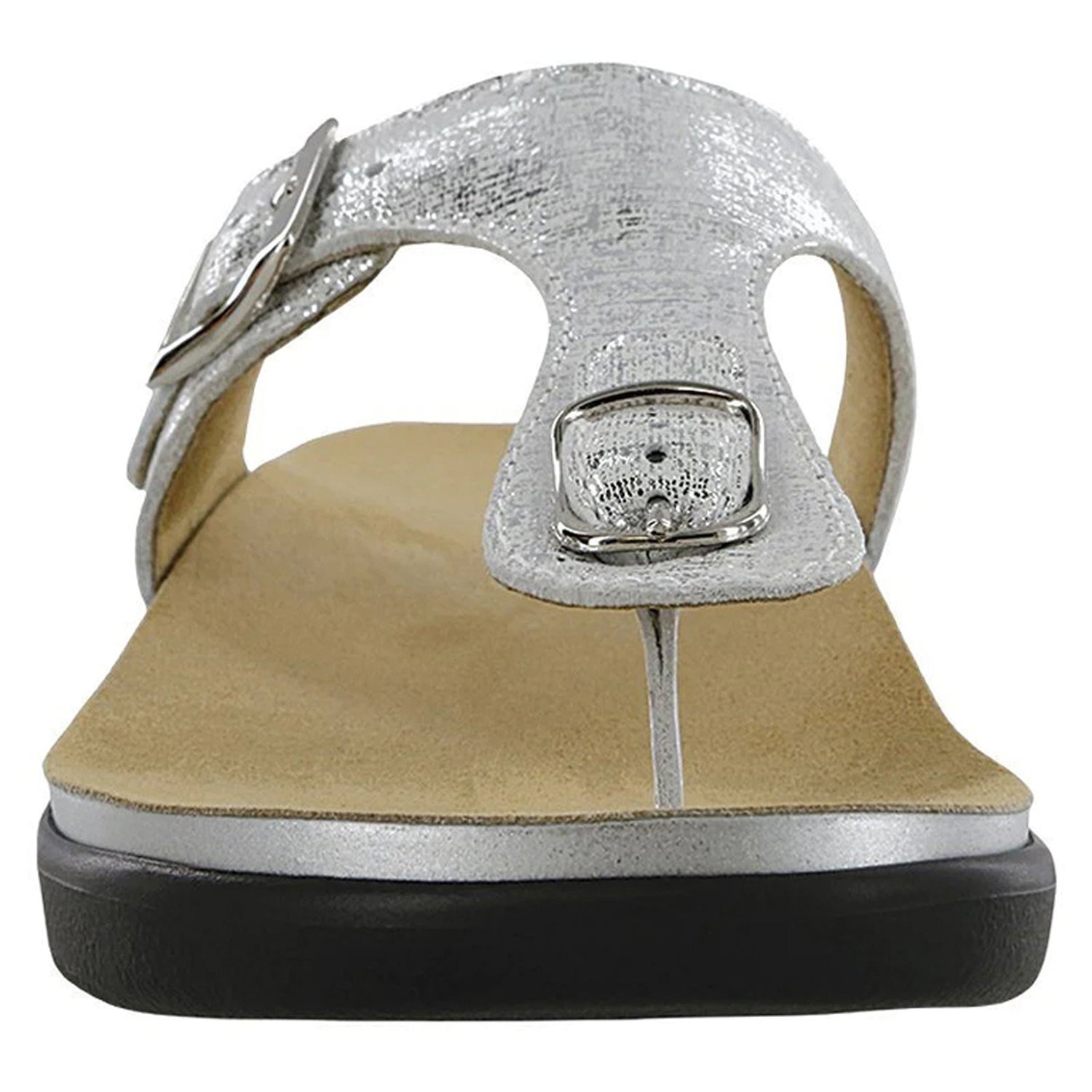 Peltz Shoes  Women's SAS Sanibel Thong Sandal SILVER SHINY SANIBEL SILVER