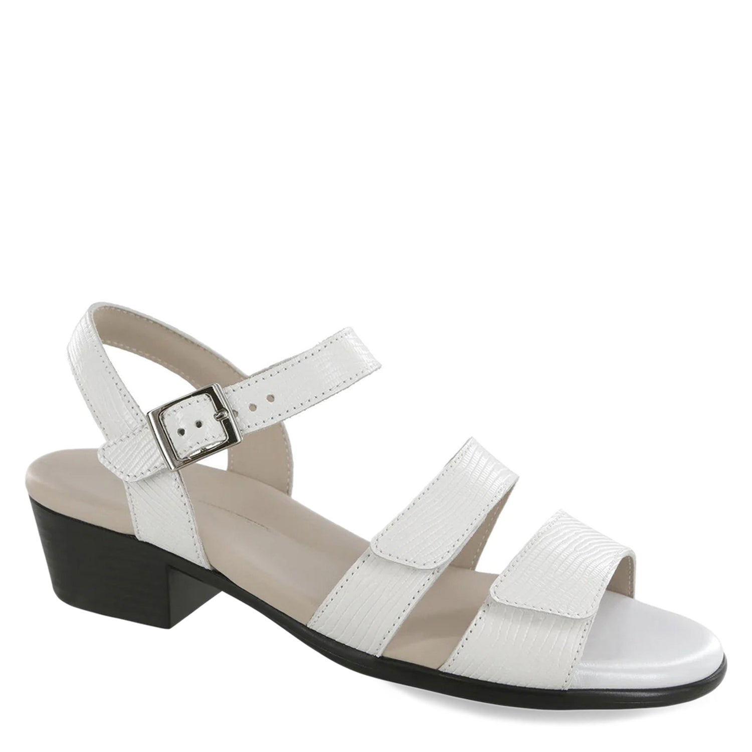 Peltz Shoes  Women???s SAS Savanna Sandal WHITE LIZARD PRINT SAVANNA WHITE