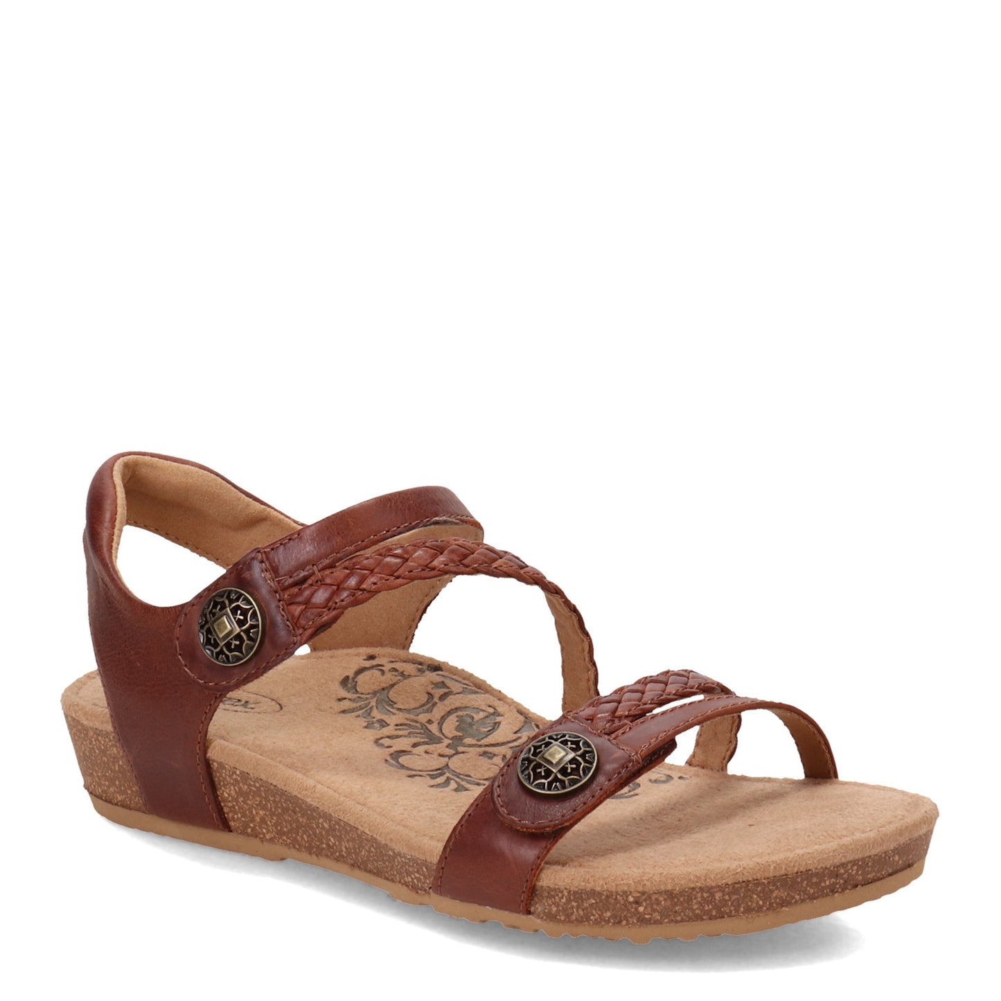 Peltz Shoes  Women's Aetrex Jillian Sandal WALNUT SC441