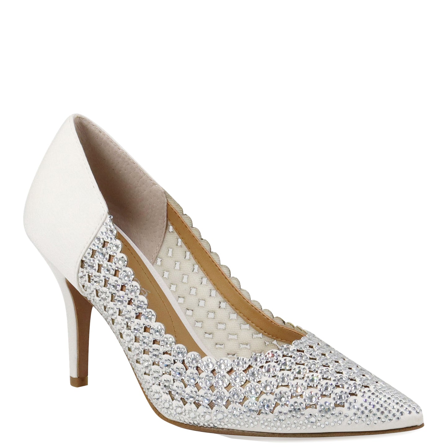Peltz Shoes  Women's J Renee Sesily Pump White Satin SESILY-SAWHT