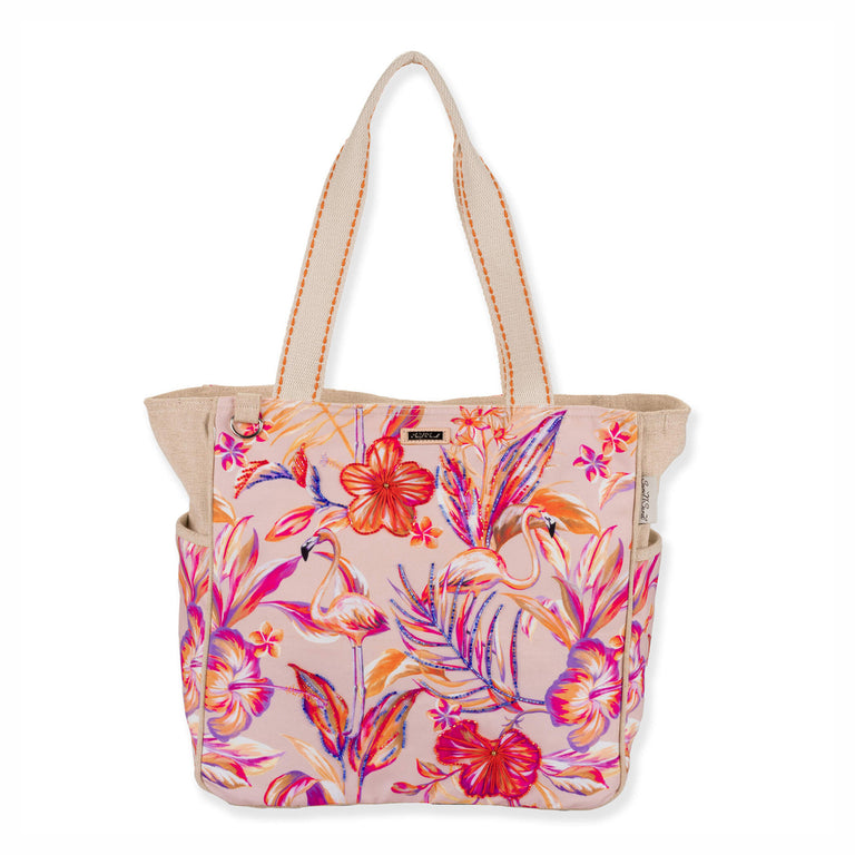 Women's Sun N Sand, Neon Tropical Flamingo Tote