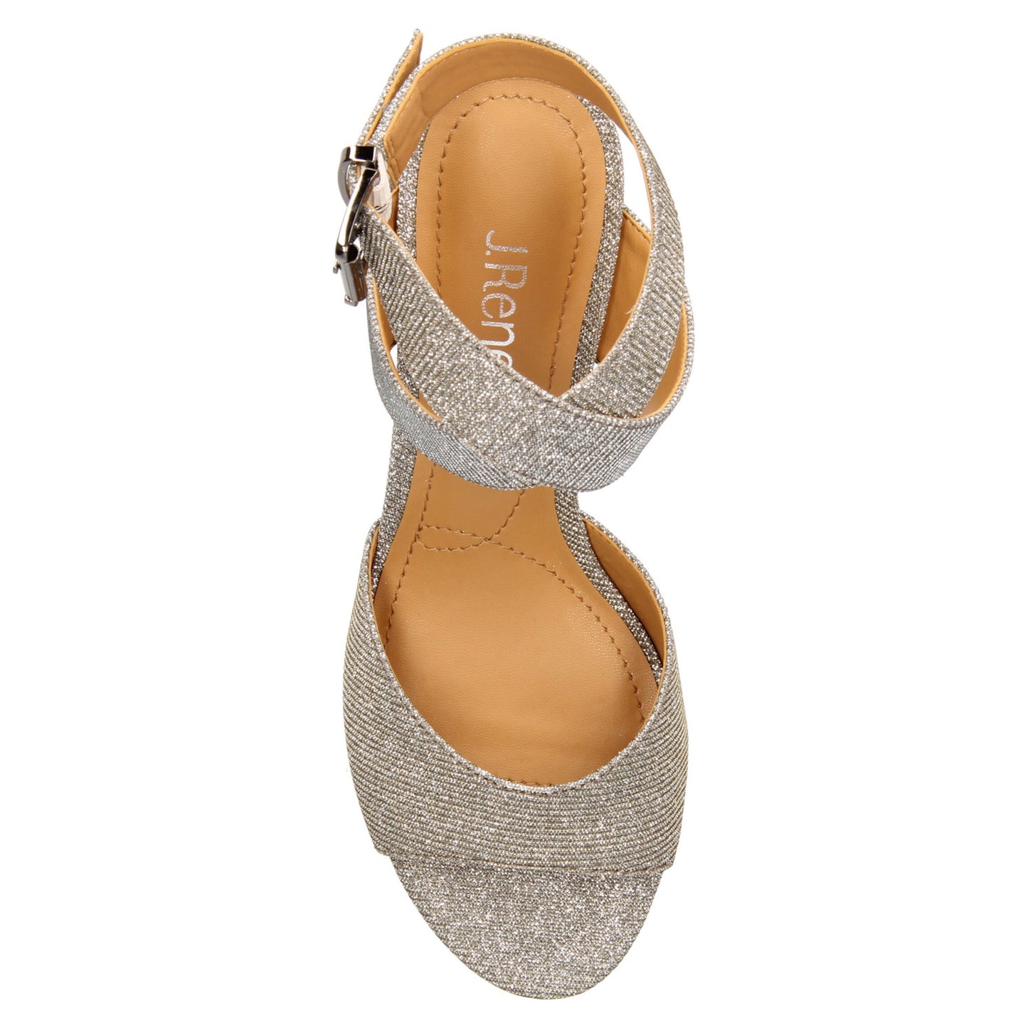 Peltz Shoes  Women's J Renee Soncino Sandal Pewter Glitter SONCIN-GFPEW