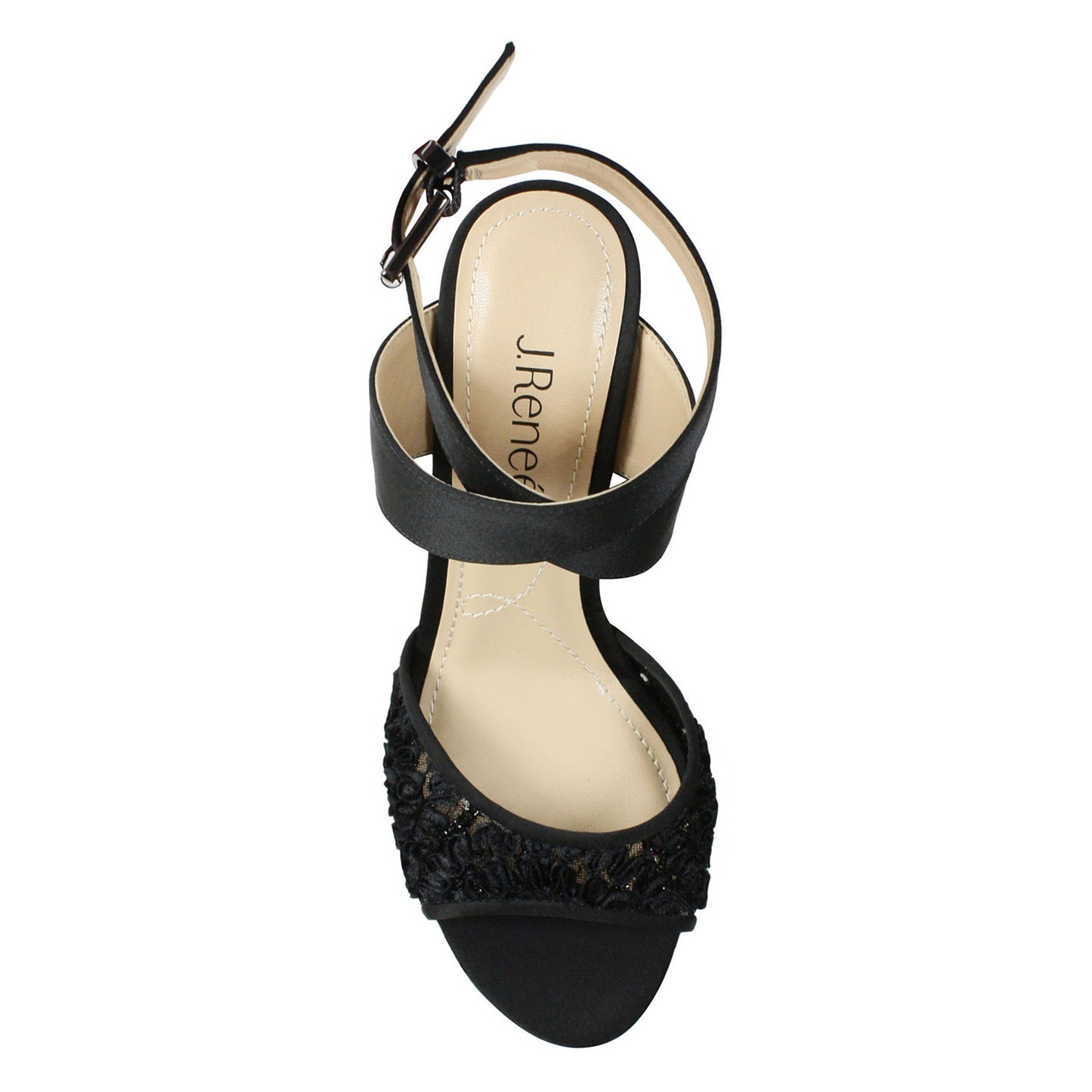 Peltz Shoes  Women's J Renee Soncino Sandal Black Lace SONCIN-SABLK