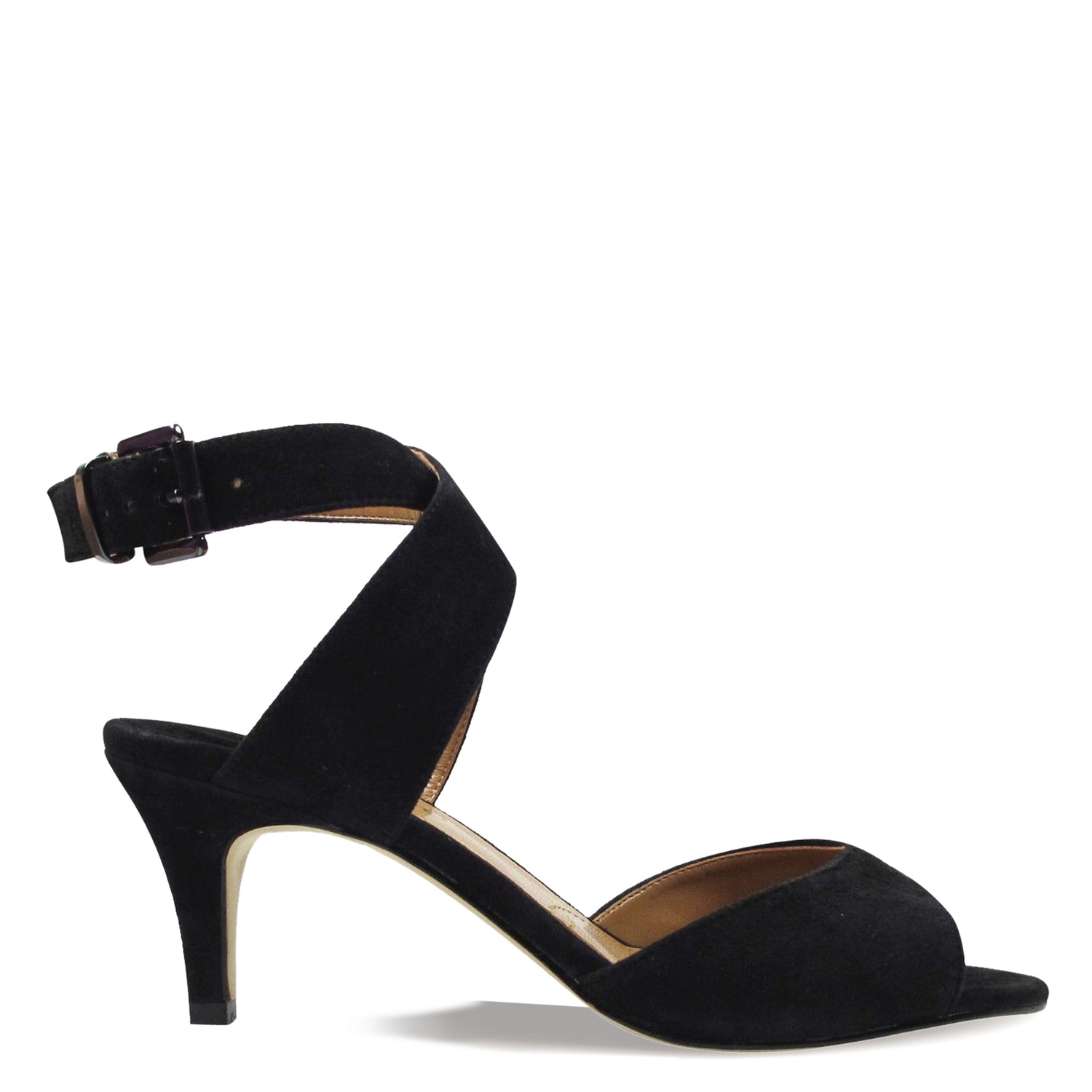 Peltz Shoes  Women's J Renee Soncino Sandal Black Suede SONCIN-SUBLK