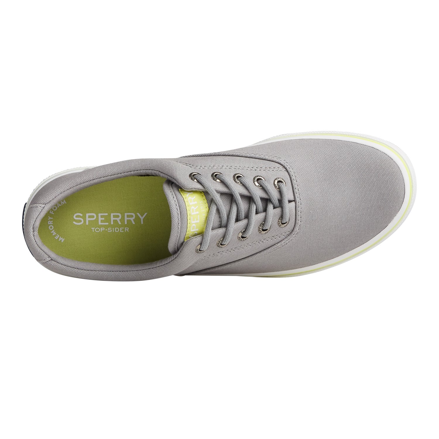 Peltz Shoes  Men's Sperry Halyard CVO Sneaker NEON GREY YELLOW STS23042