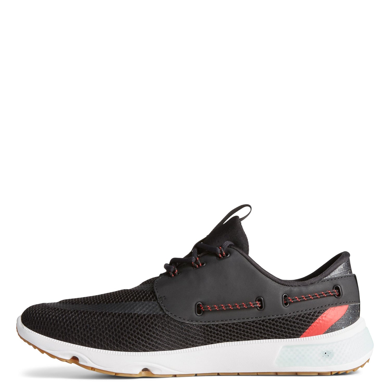 Peltz Shoes  Men's Sperry 7 Seas 3 Eye Sneaker BLACK / RED STS23914