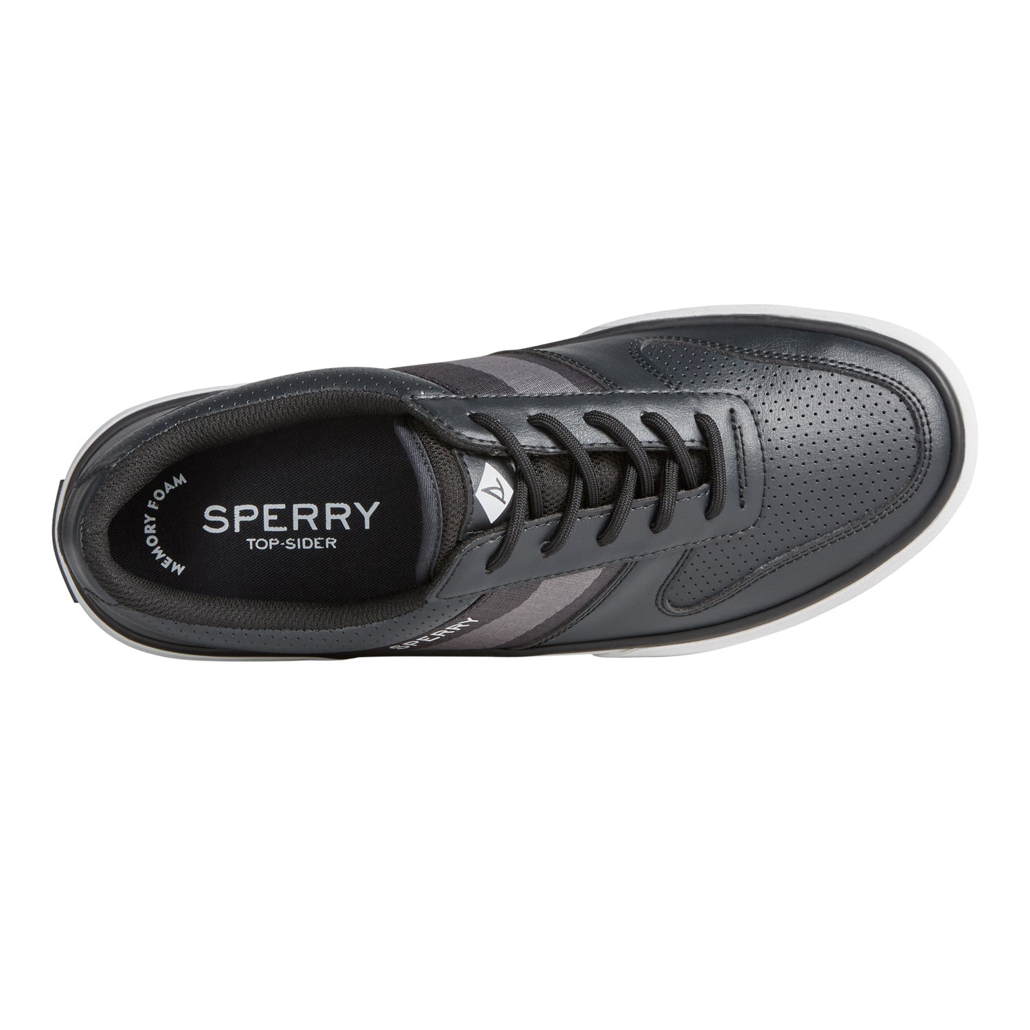 Peltz Shoes  Men's Sperry Halyard Retro Sneaker BLACK STS24064