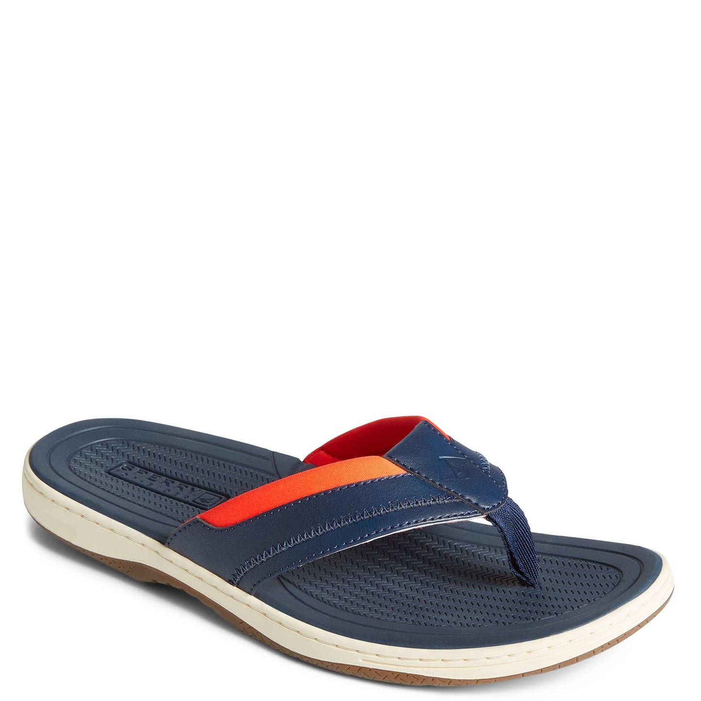 Peltz Shoes  Men's Sperry Havasu Sport Sandal NAVY ORANGE STS24078