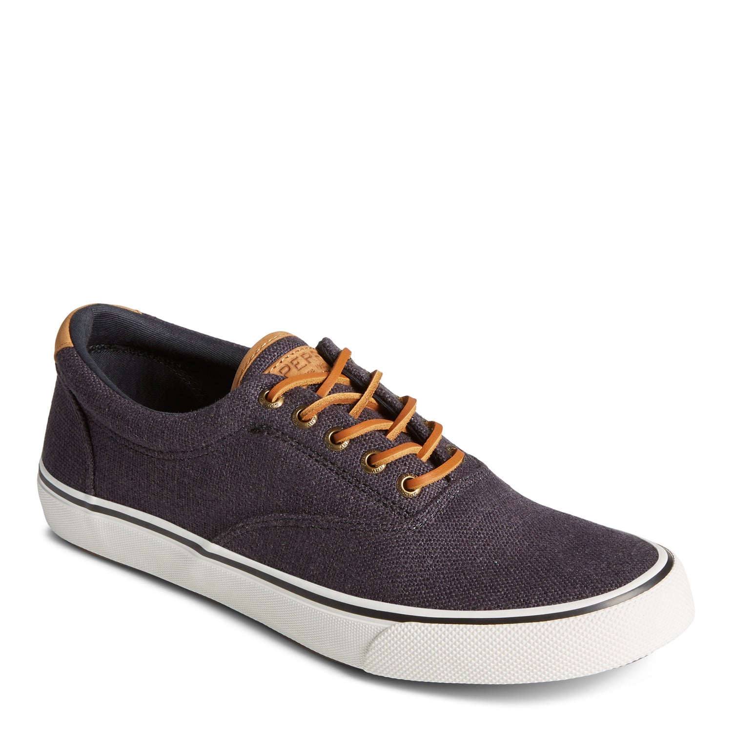 Peltz Shoes  Men's Sperry Striper II CVO Hemp Sneaker BLACK STS24174