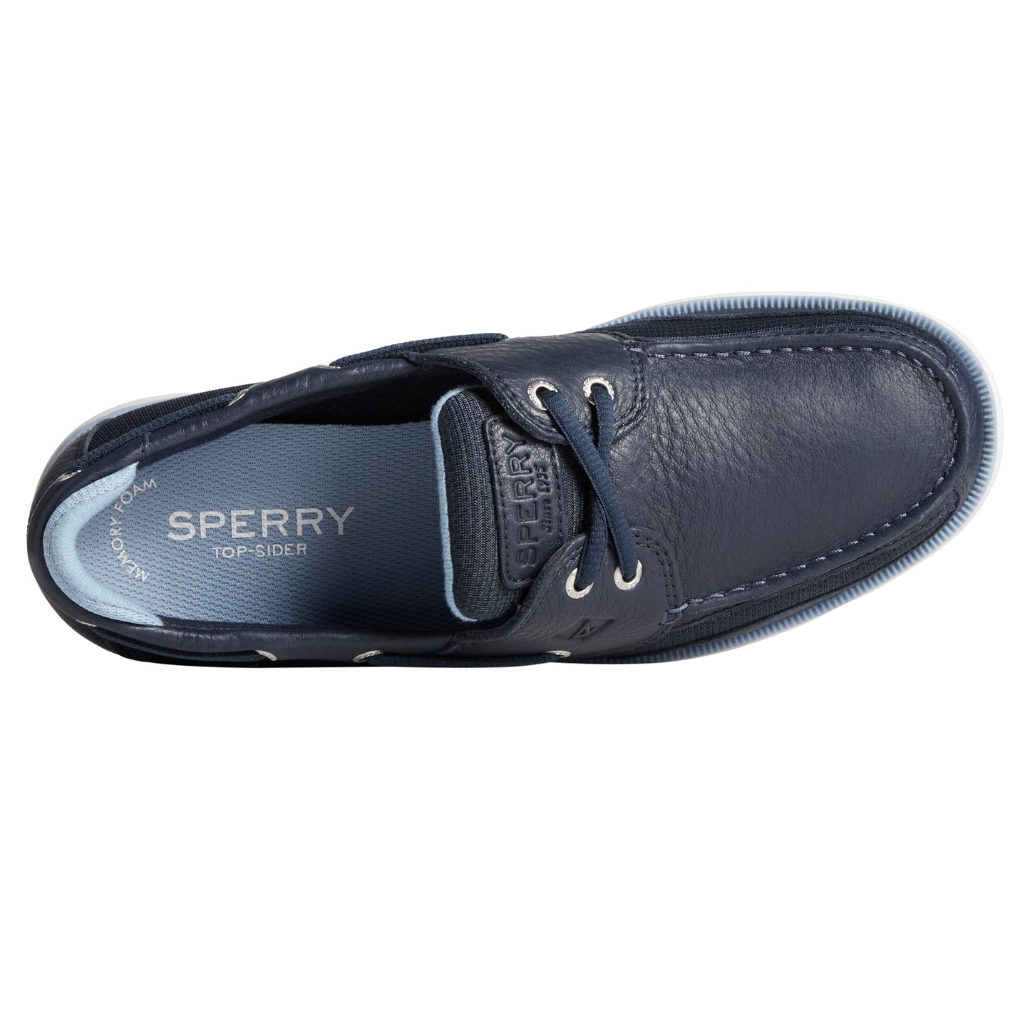 Peltz Shoes  Men's Sperry Surveyor 2 Eye Boat Shoe NAVY STS24442