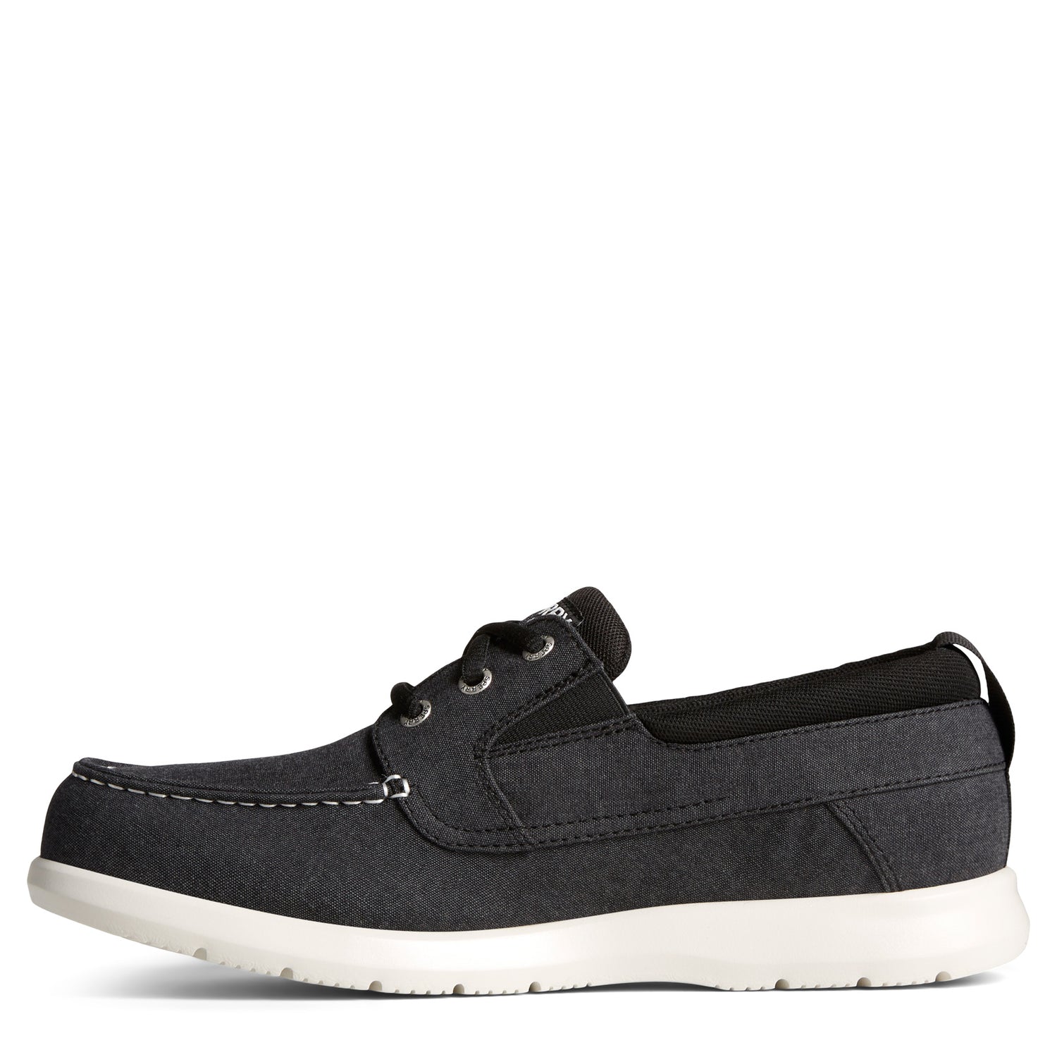 Peltz Shoes  Men's Sperry Bowrider Plushstep 3-Eye Slip-On CHAMBRAY BLACK STS24844
