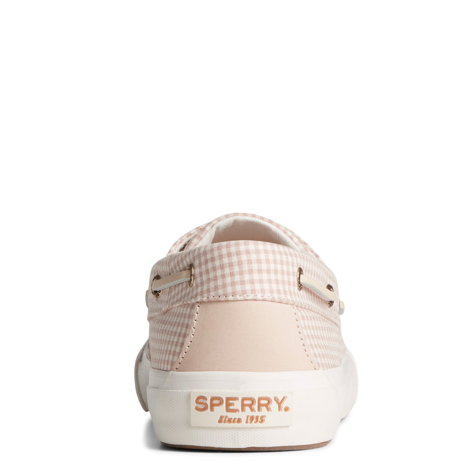 Peltz Shoes  Men's Sperry SeaCycled Bahama II Sneaker White Tan Gingham STS24984