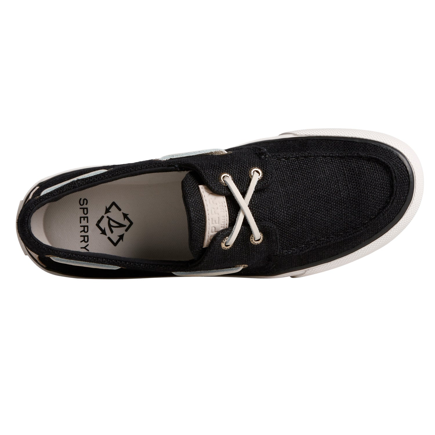 Peltz Shoes  Men's Sperry SeaCycled Bahama II Sneaker Black STS24987
