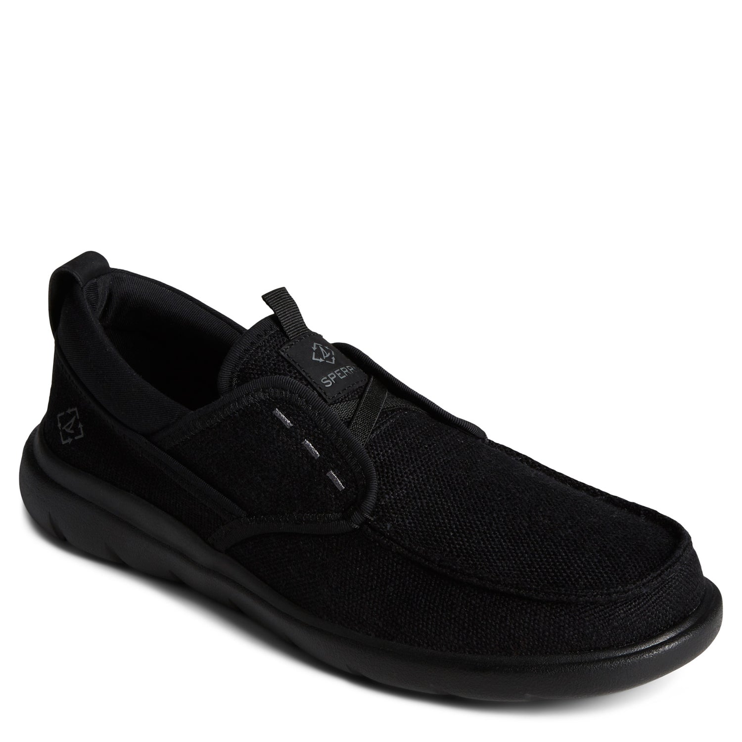 Peltz Shoes  Men's Sperry SeaCycled Captain's Moc Slip-On Black STS25016