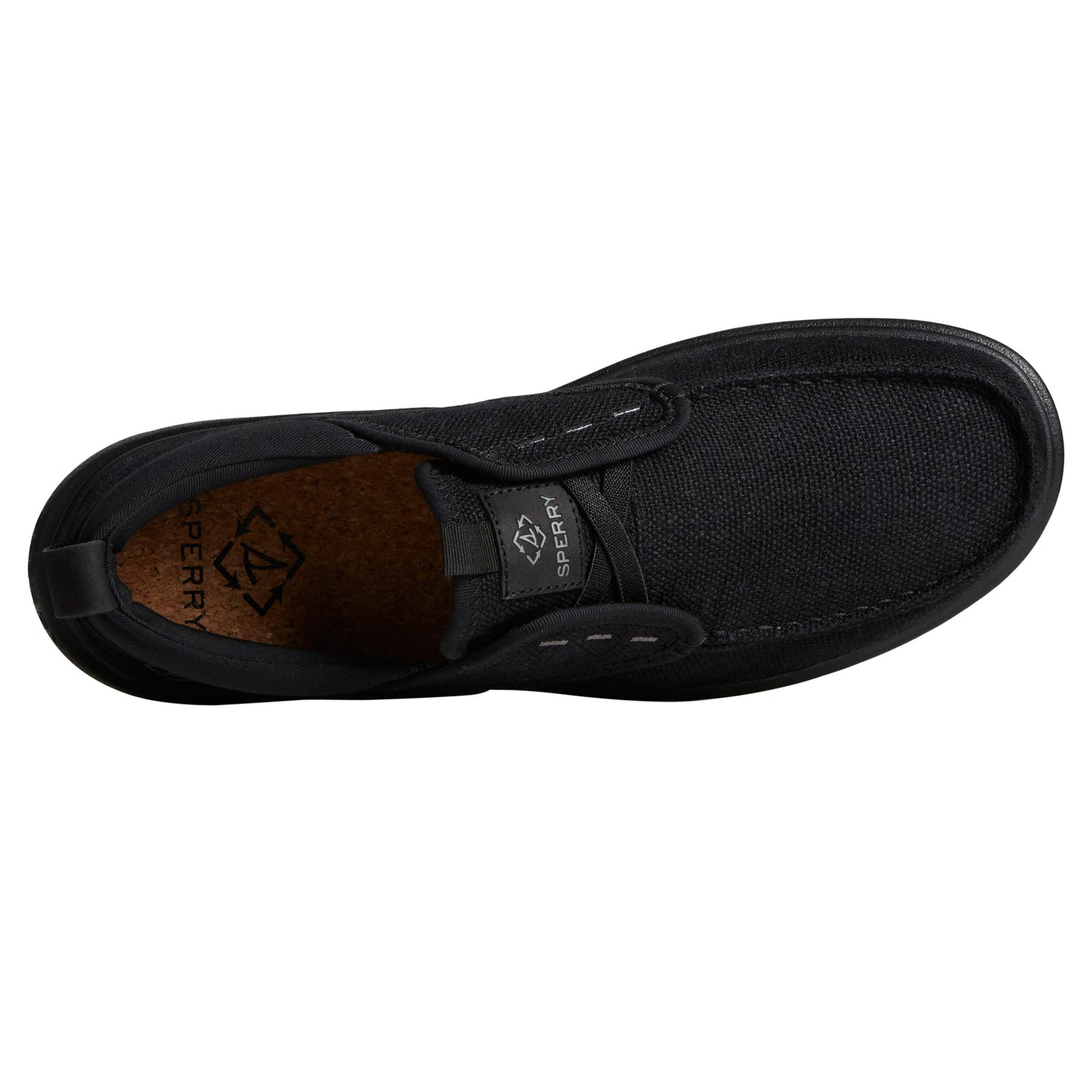 Peltz Shoes  Men's Sperry SeaCycled Captain's Moc Slip-On Black STS25016