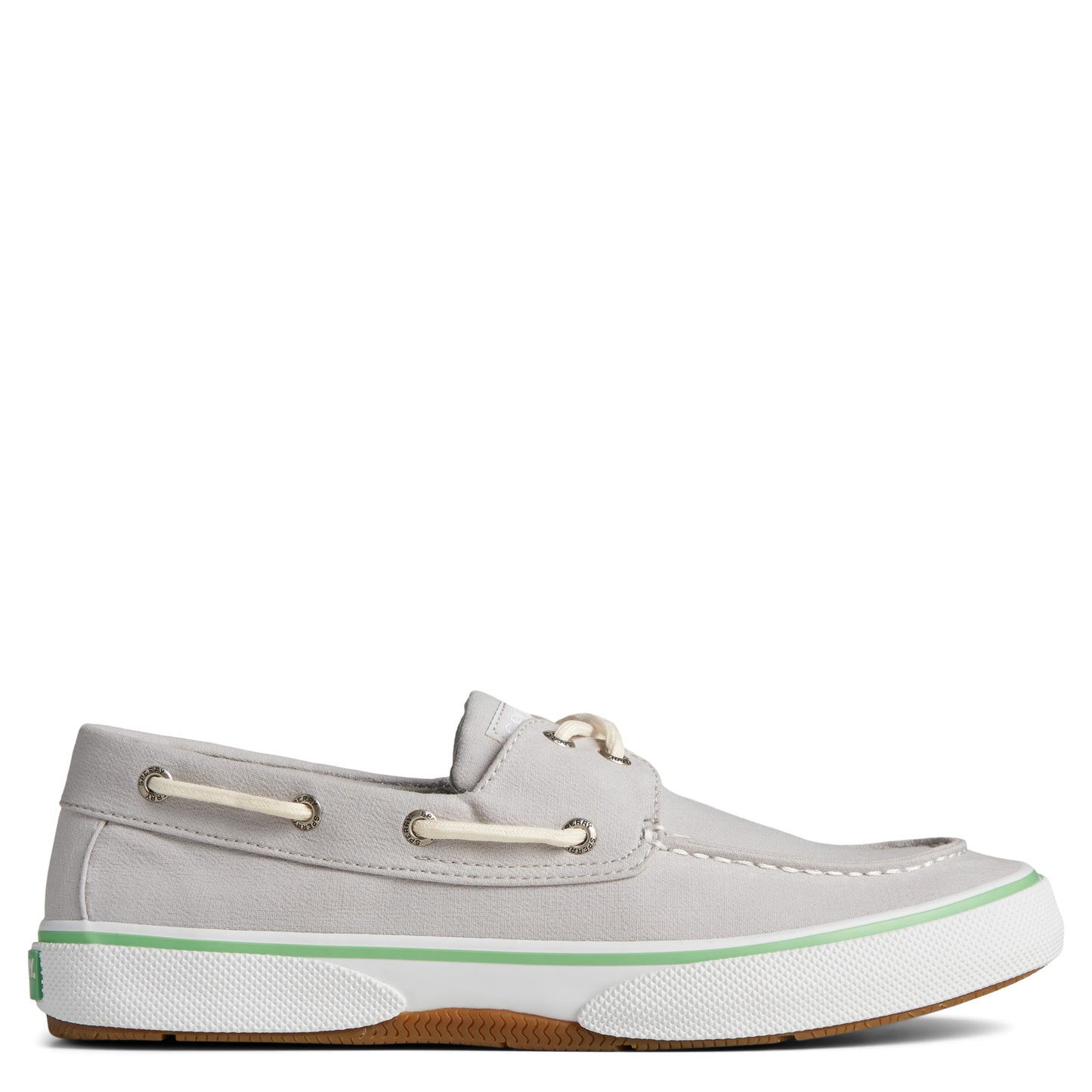 Peltz Shoes  Men's Sperry Halyard Boat Shoe Silver STS25190