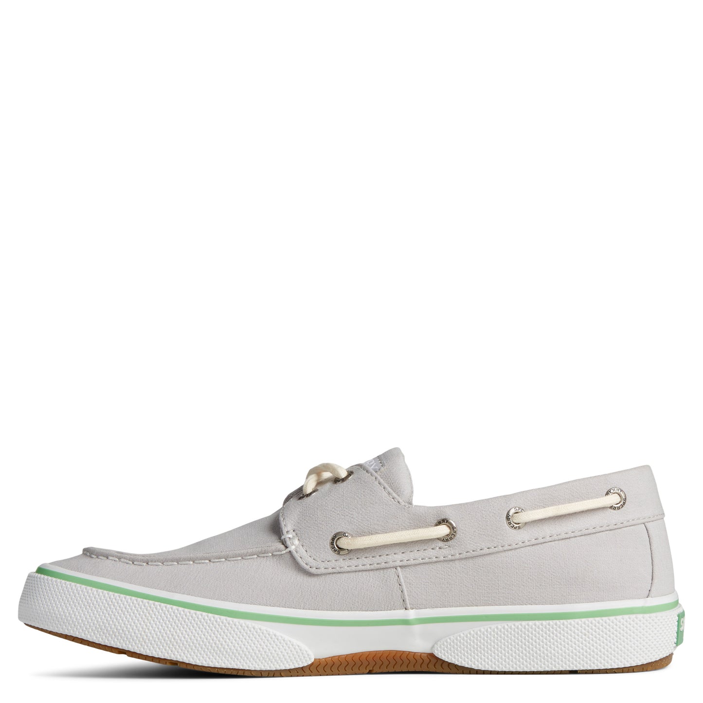 Peltz Shoes  Men's Sperry Halyard Boat Shoe Silver STS25190