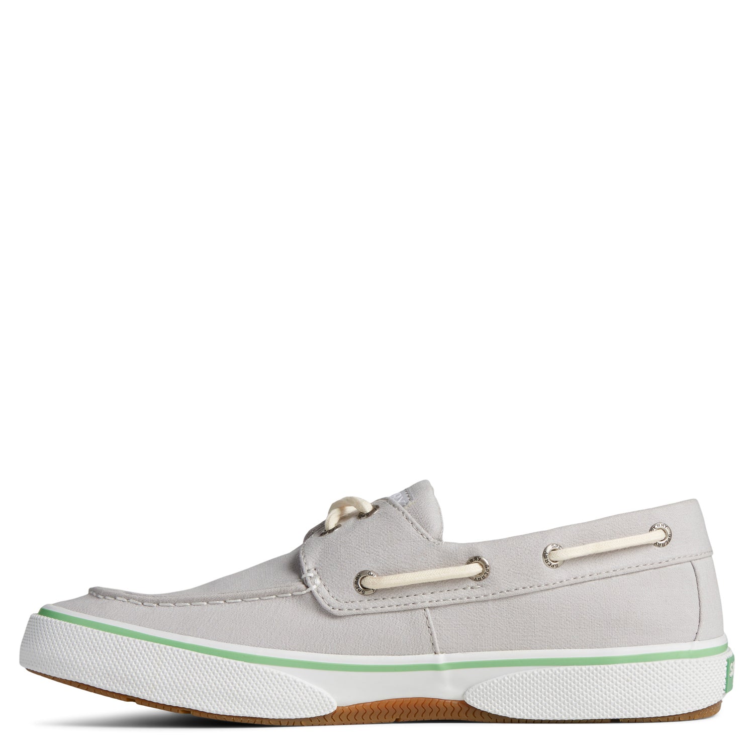 Peltz Shoes  Men's Sperry Halyard Boat Shoe Silver STS25190