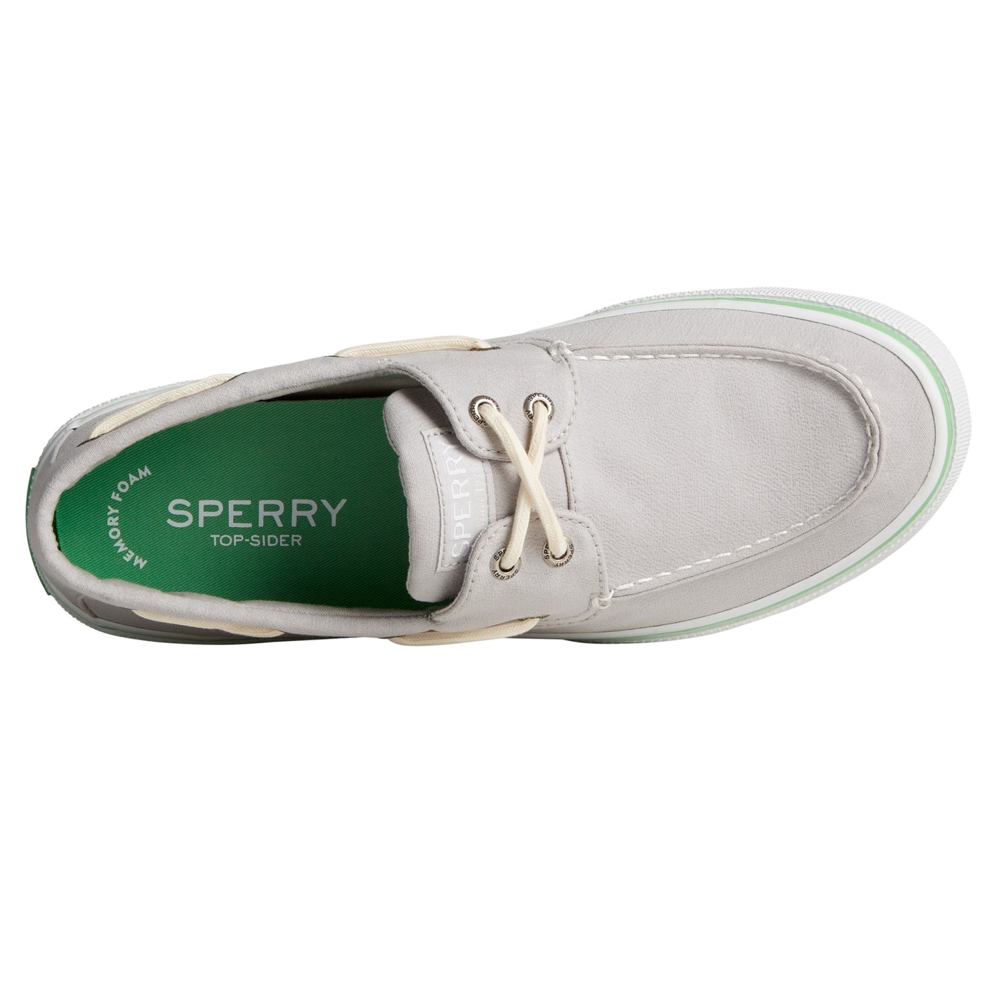Peltz Shoes  Men's Sperry Halyard Boat Shoe Silver STS25190