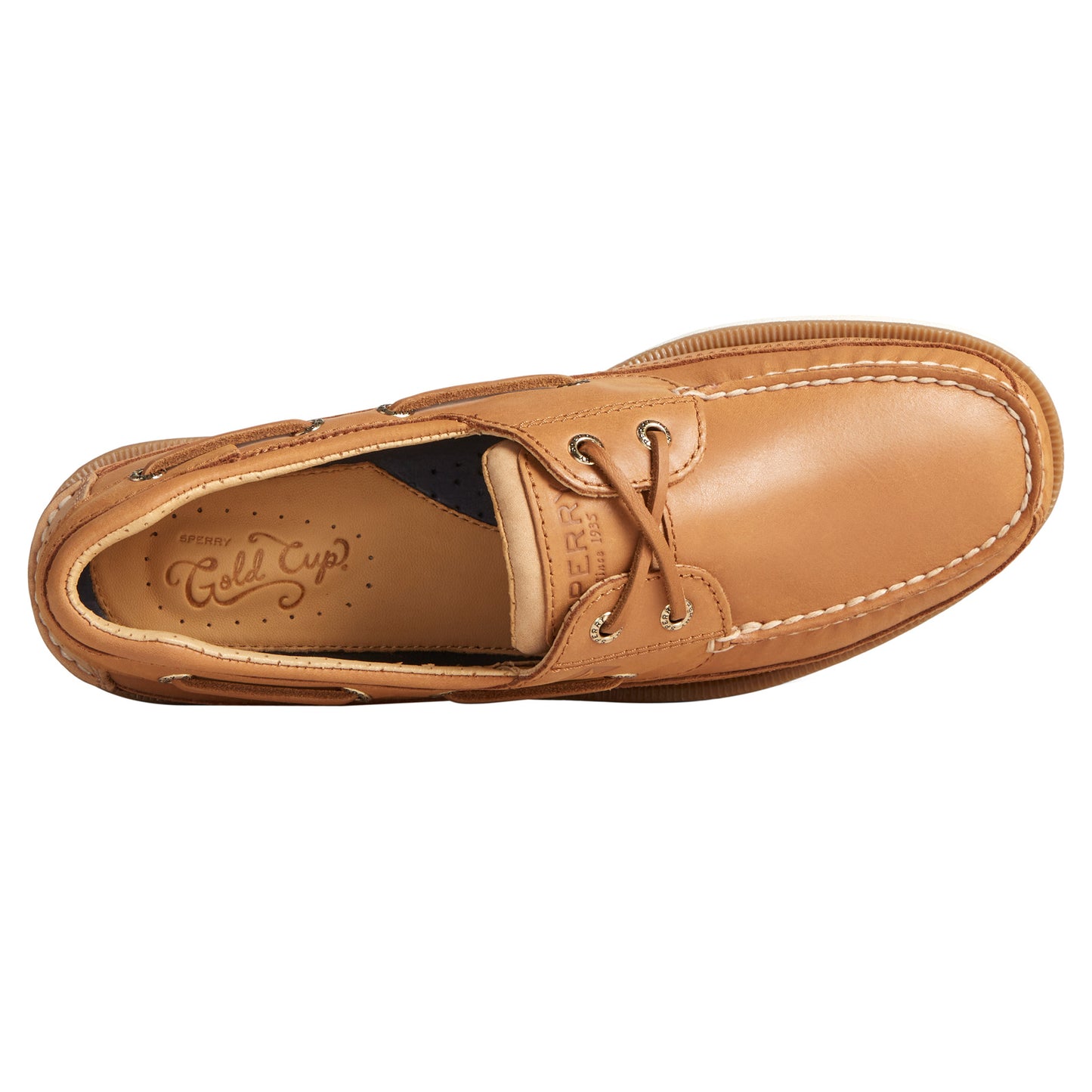 Peltz Shoes  Men's Sperry Gold Cup Mako 2 Eye Boat Shoe Tan STS25262