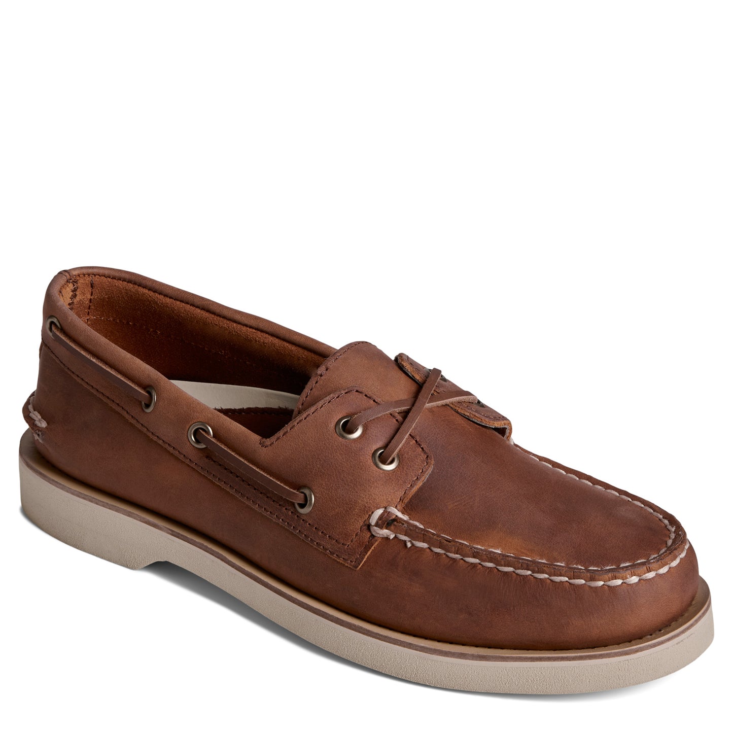 Peltz Shoes  Men's Sperry Authentic Plushwave Double Sole Boat Shoe DARK TAN STS25283