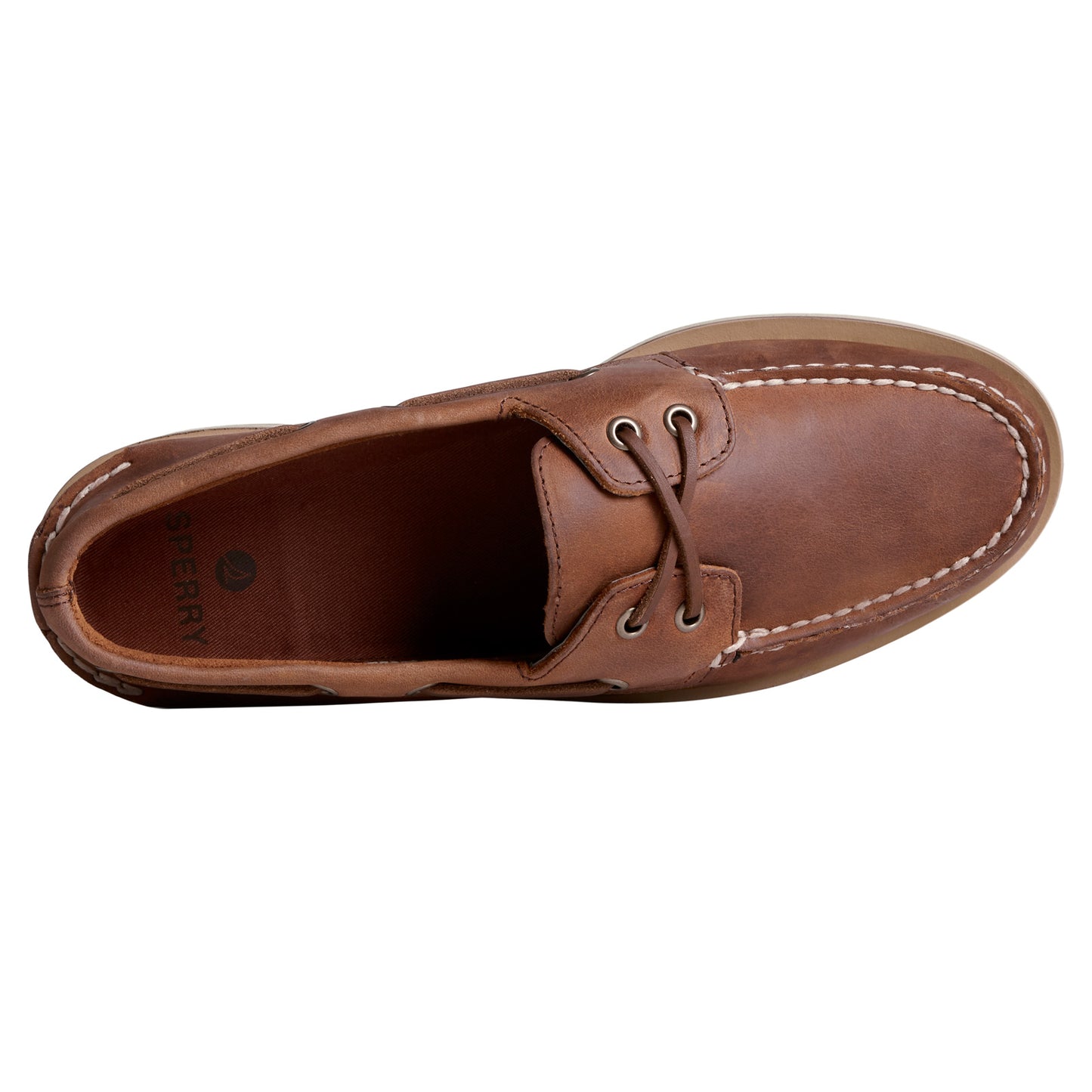 Peltz Shoes  Men's Sperry Authentic Plushwave Double Sole Boat Shoe DARK TAN STS25283