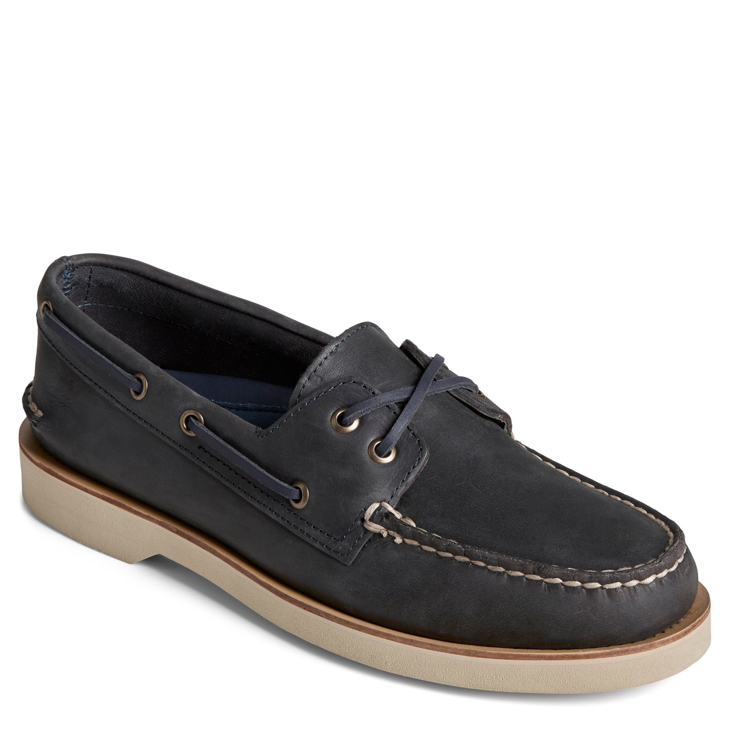 Peltz Shoes  Men's Sperry Authentic Plushwave Double Sole Boat Shoe NAVY STS25284