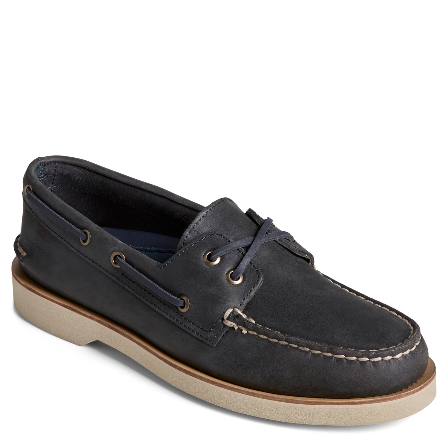 Peltz Shoes  Men's Sperry Authentic Plushwave Double Sole Boat Shoe NAVY STS25284