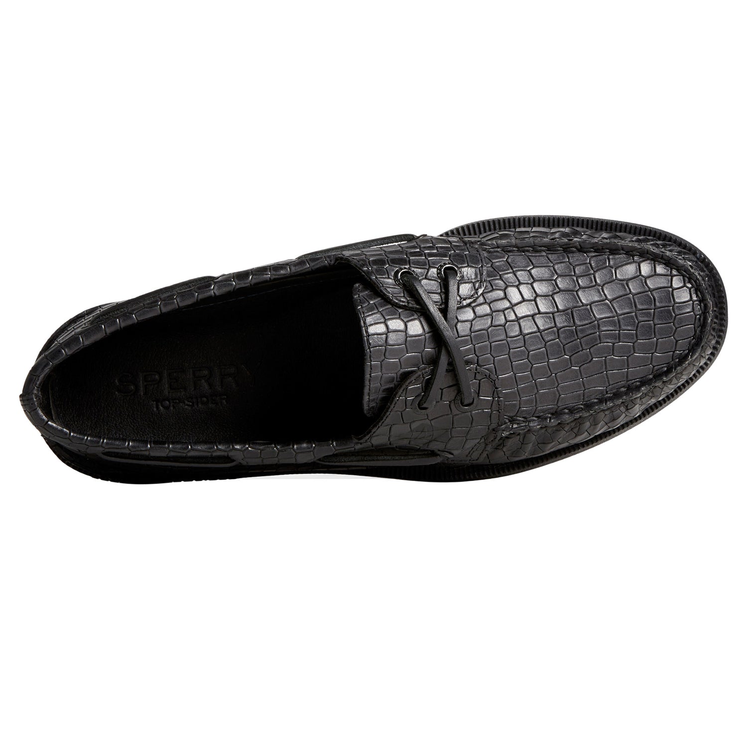 Peltz Shoes  Men's Sperry Authentic Original Boat Shoe Black Croc STS25289