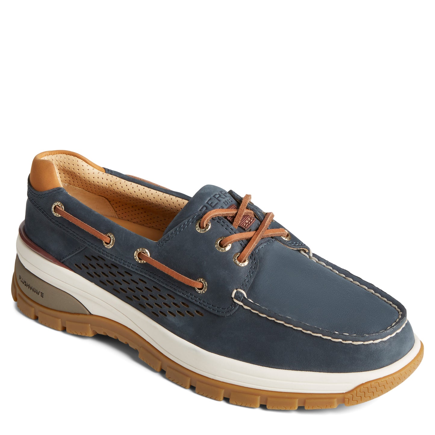 Peltz Shoes  Men's Sperry Gold Cup Billfish Plushwave Boat Shoe NAVY STS25362