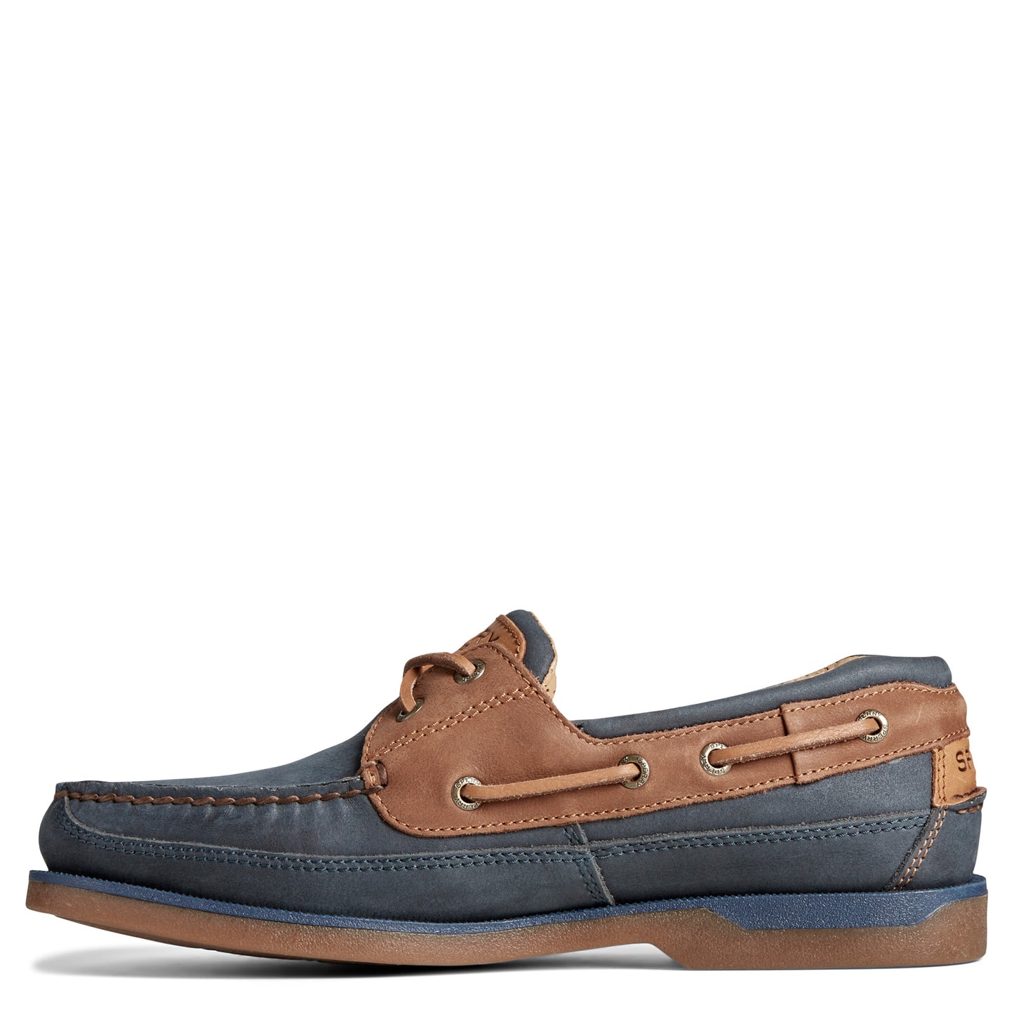 Peltz Shoes  Men's Sperry Gold Cup Mako 2 Eye Boat Shoe Navy Tan STS25364