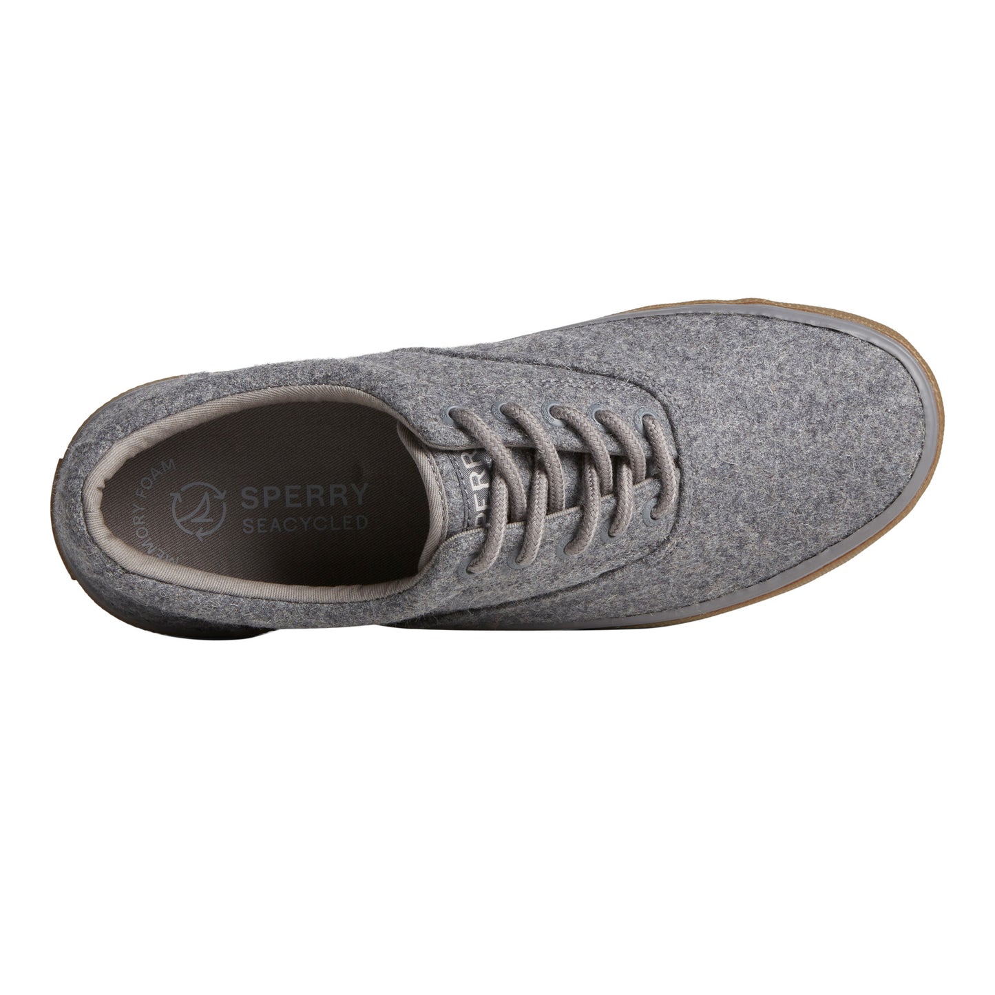 Peltz Shoes  Men's Sperry Halyard CVO Wool Sneaker Grey STS25388