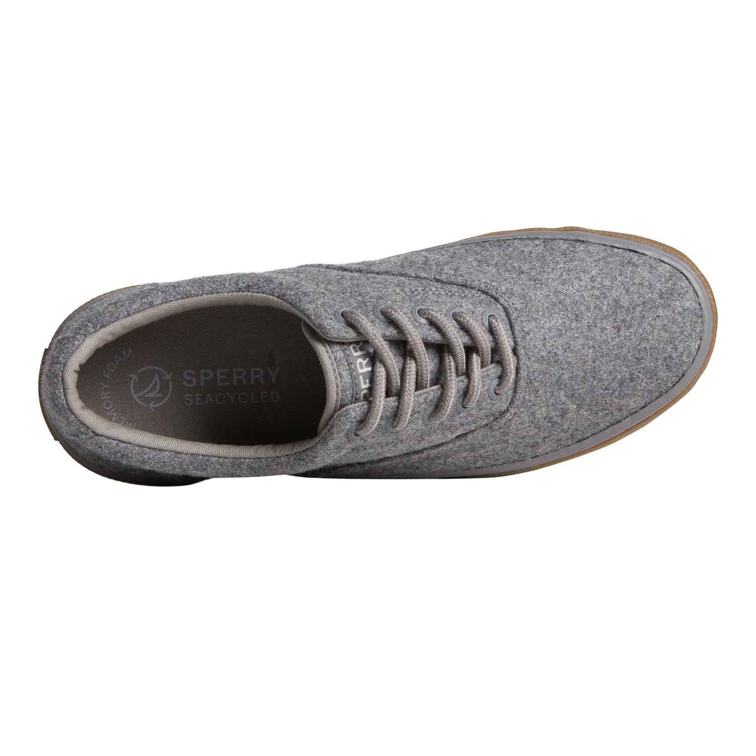 Peltz Shoes  Men's Sperry Halyard CVO Wool Sneaker Grey STS25388