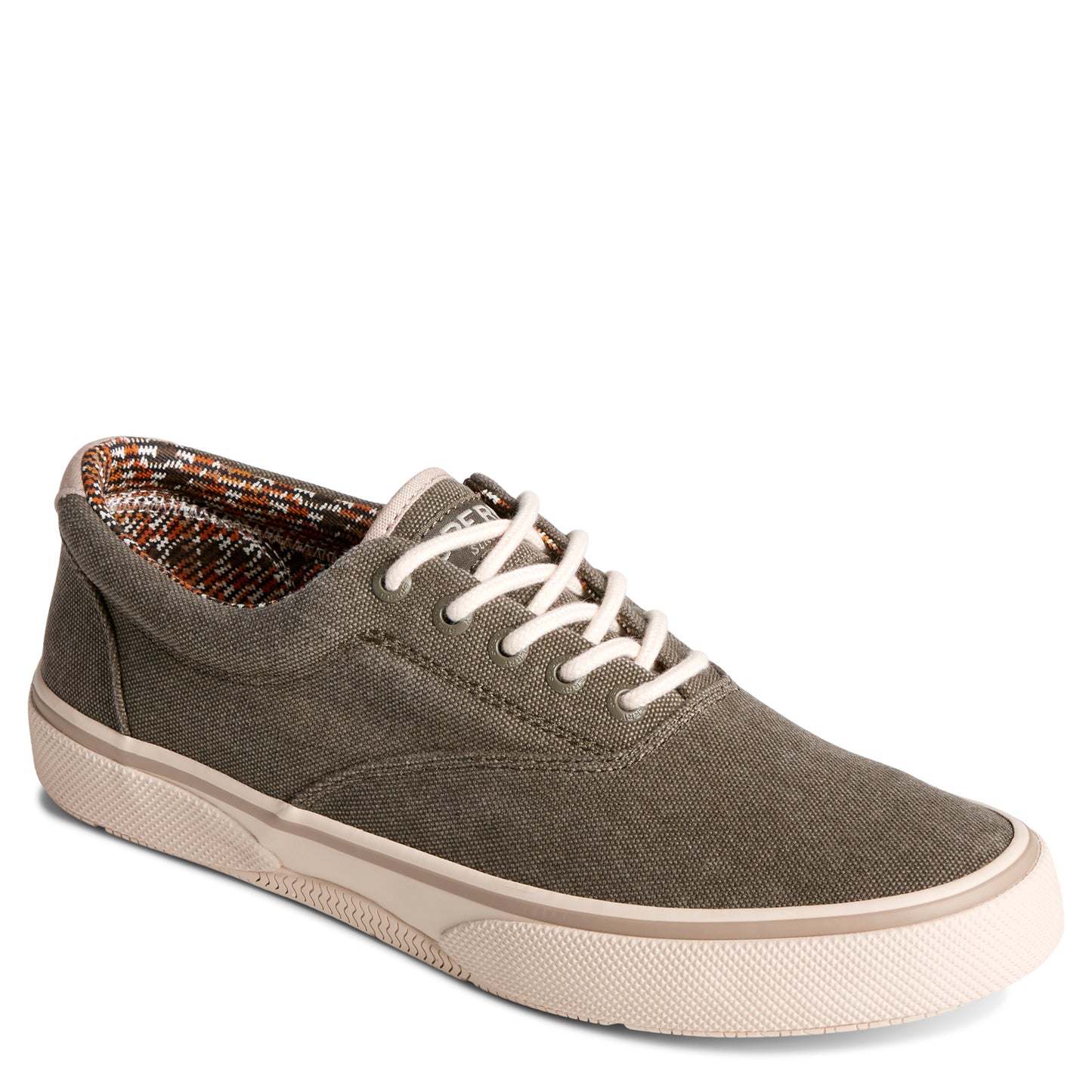 Peltz Shoes  Men's Sperry Halyard SeaCycled CVO Sneaker Olive STS25391