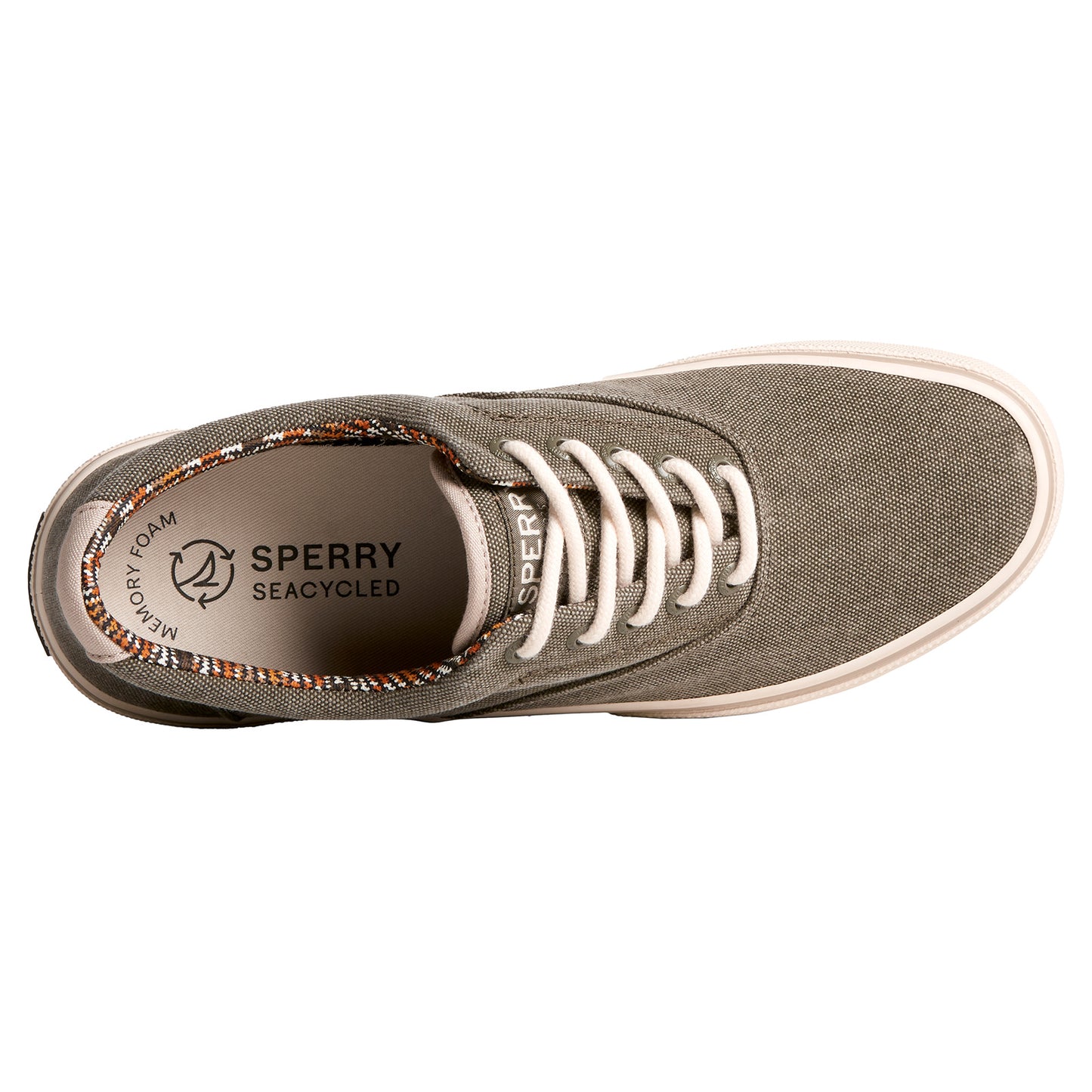 Peltz Shoes  Men's Sperry Halyard SeaCycled CVO Sneaker Olive STS25391