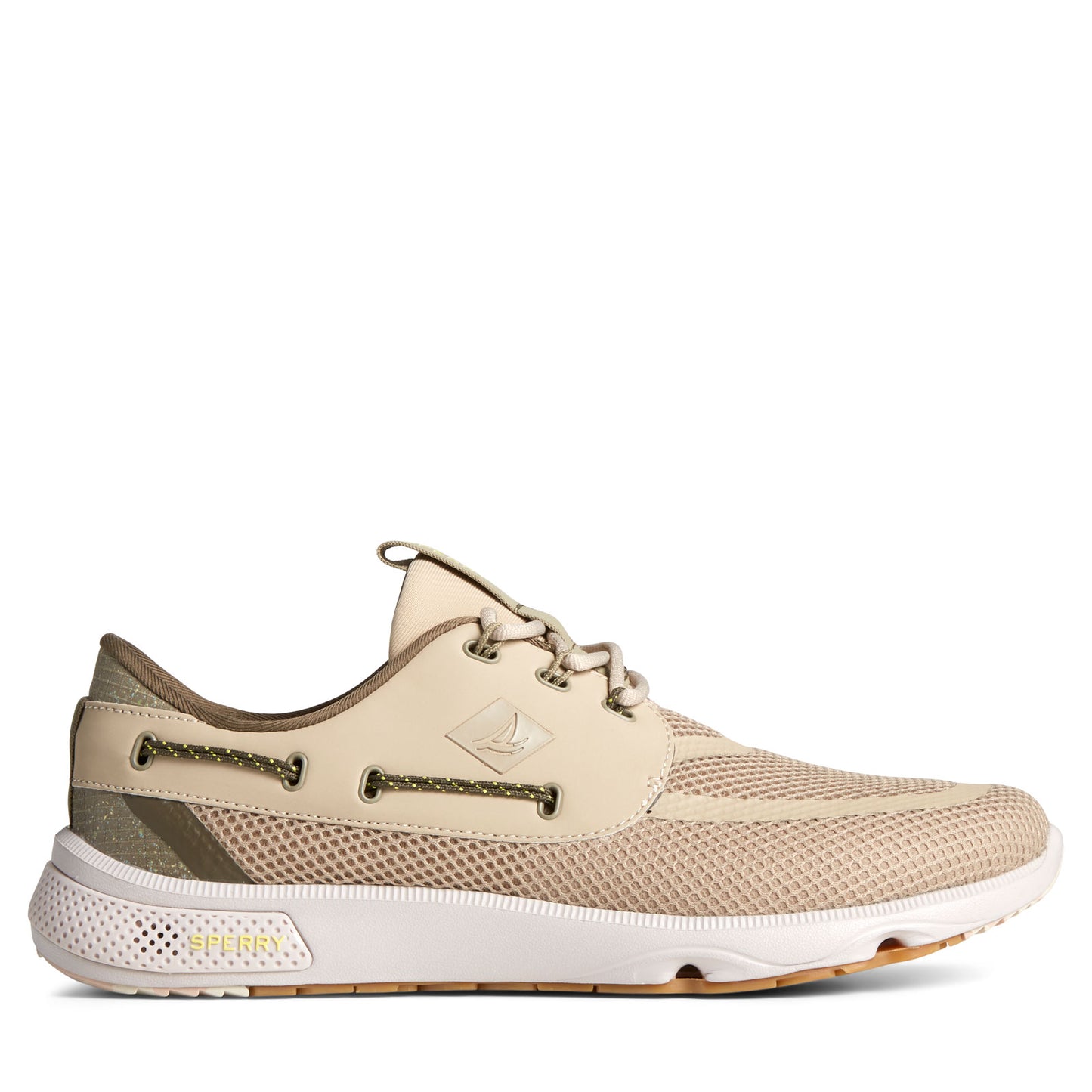 Peltz Shoes  Men's Sperry 7 Seas 3 Eye Sneaker LIGHT TAUPE STS41093