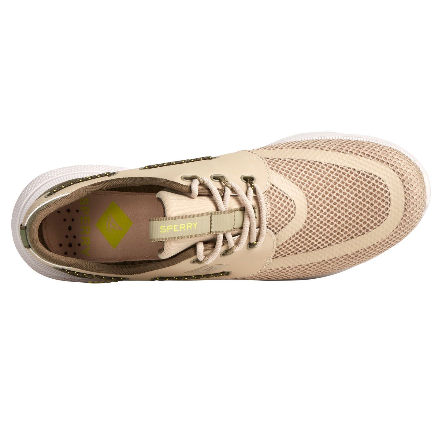 Peltz Shoes  Men's Sperry 7 Seas 3 Eye Sneaker LIGHT TAUPE STS41093