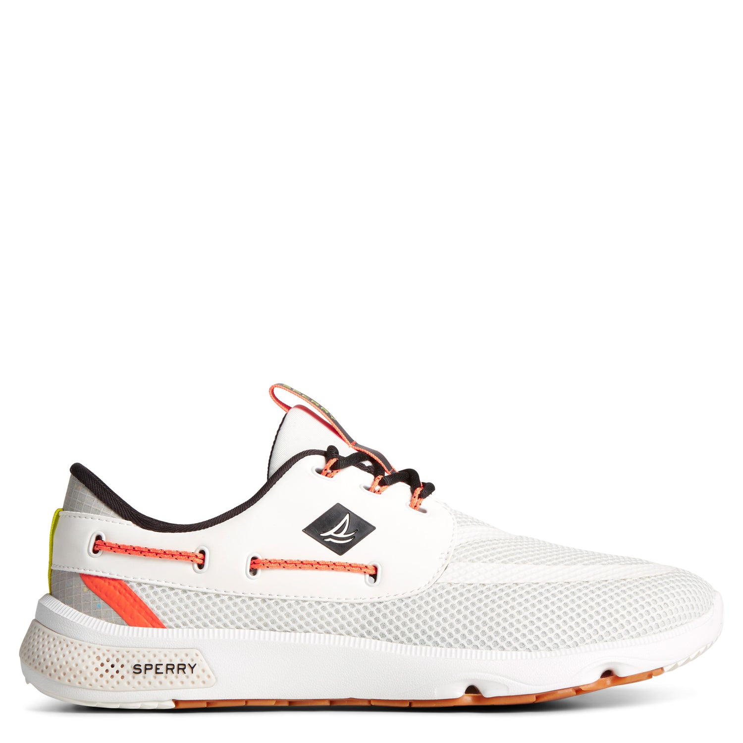 Peltz Shoes  Men's Sperry 7 Seas 3 Eye Sneaker White Multi STS41105