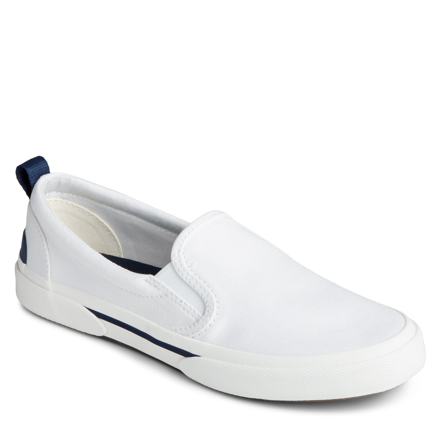 Peltz Shoes  Women's Sperry Pier Twin Gore Slip-On WHITE STS85779
