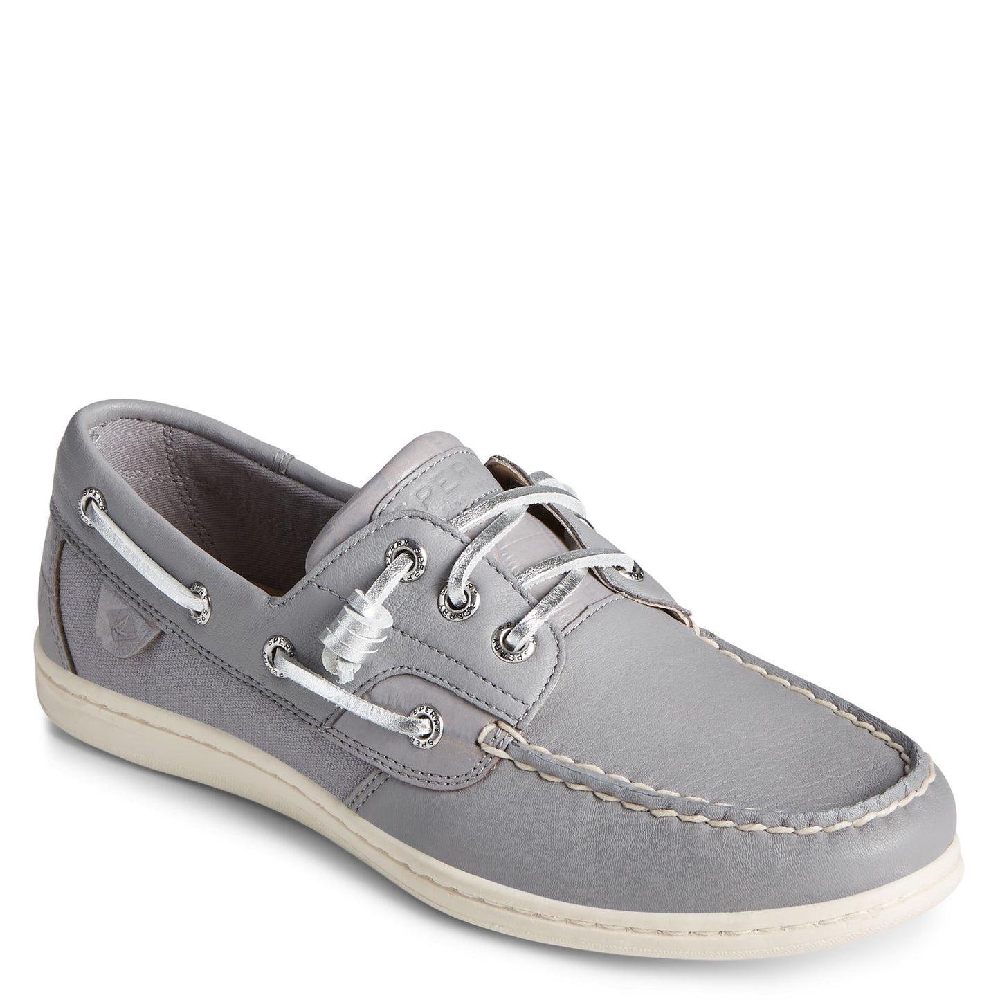 Peltz Shoes  Women's Sperry Songfish Boat Shoe GREY STS86824