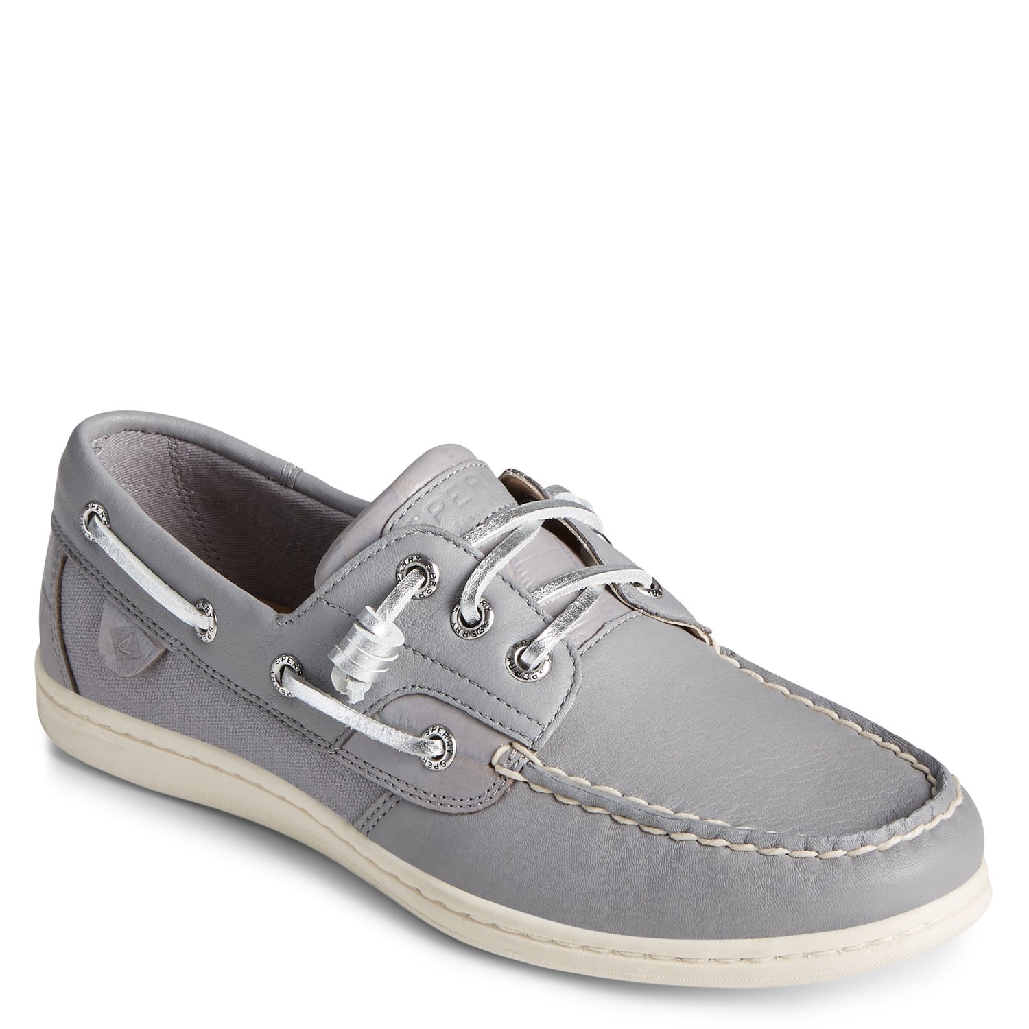 Peltz Shoes  Women's Sperry Songfish Boat Shoe GREY STS86824