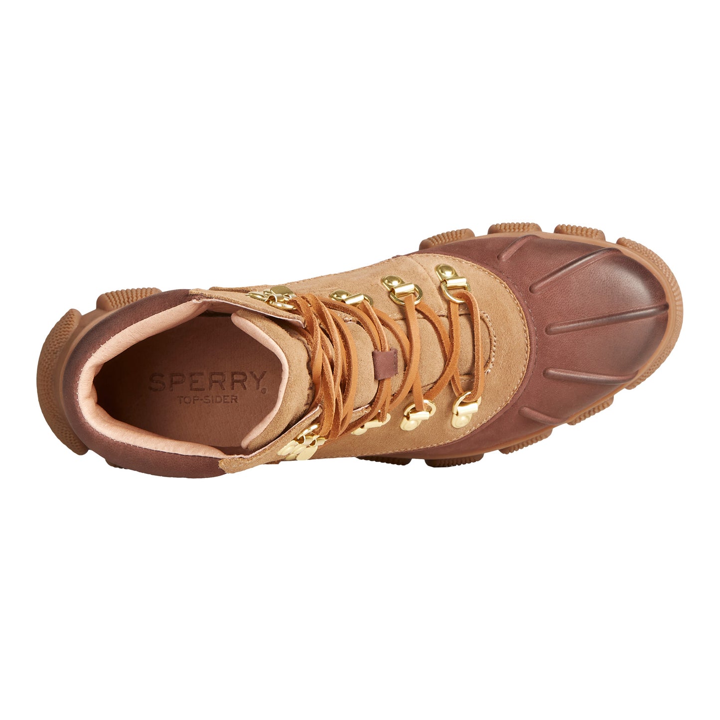 Peltz Shoes  Women's Sperry Summit Rain Boot BROWN STS86895