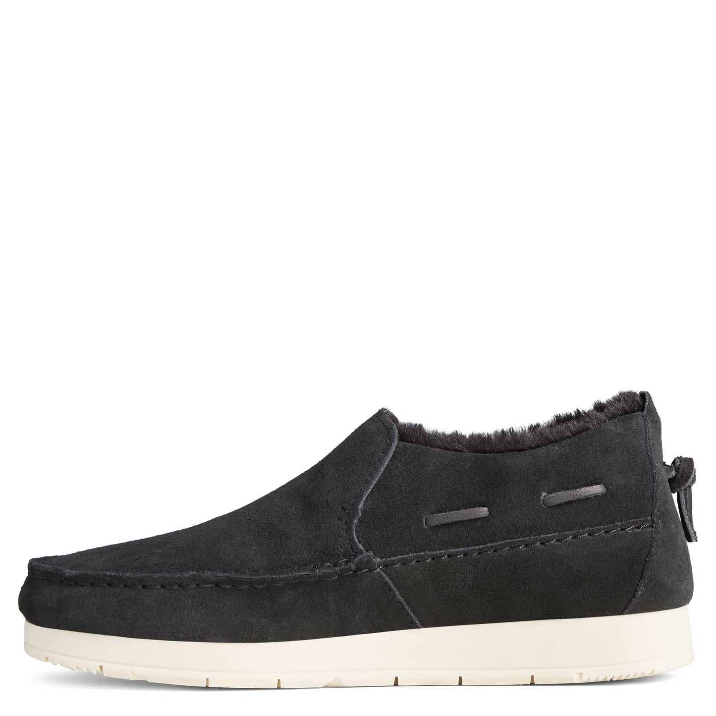 Peltz Shoes  Women's Sperry Moc-Sider Suede Slip-On BLACK SUEDE STS86939