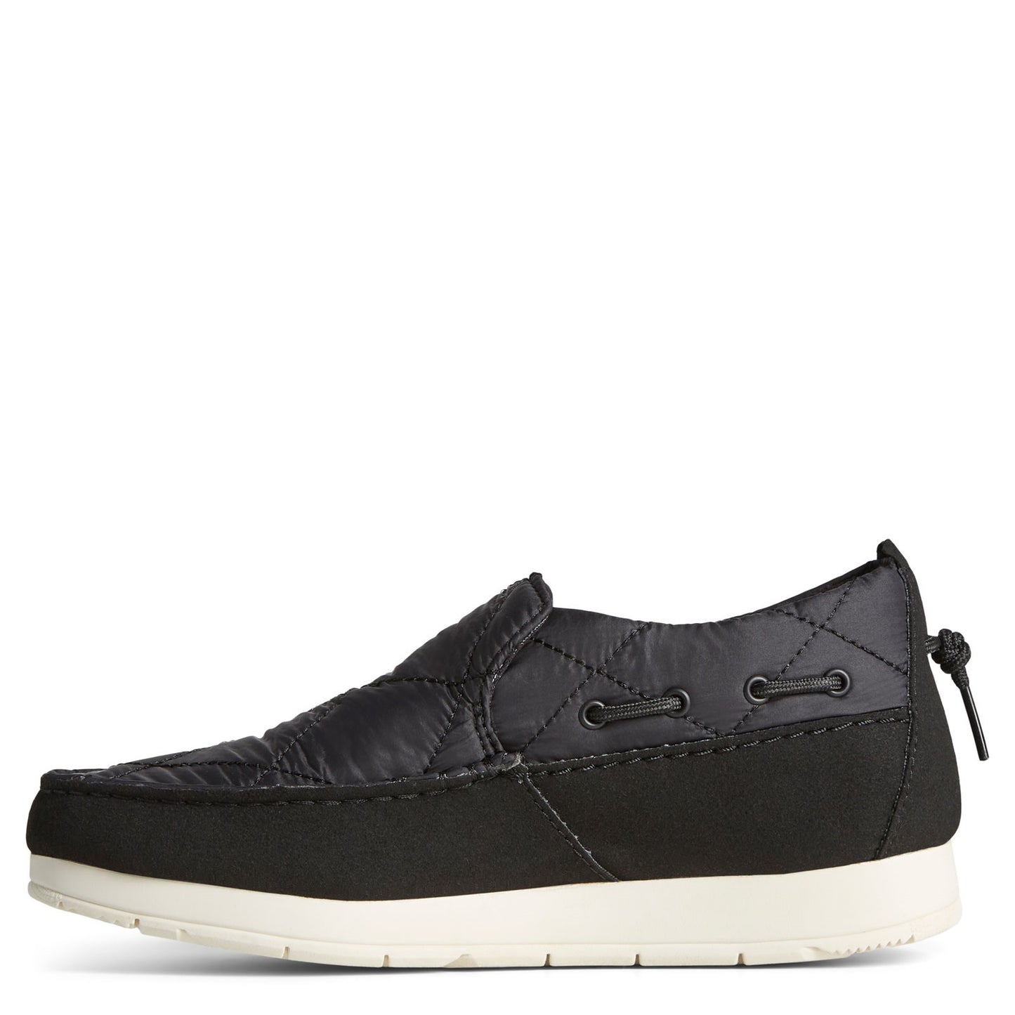 Peltz Shoes  Women's Sperry Quilted Moc-Sider Slip-On BLACK STS87049