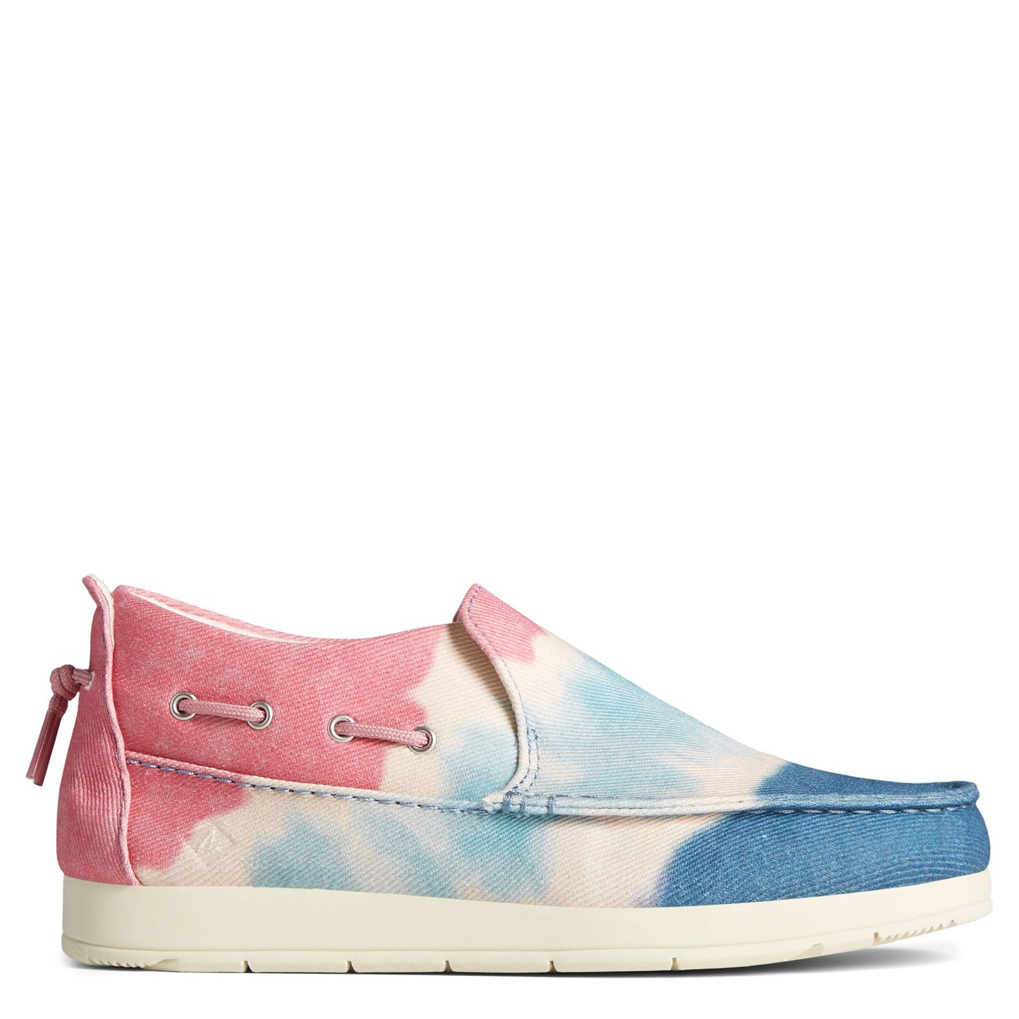 Peltz Shoes  Women's Sperry Moc-Sider Canvas Slip-On BLUE PINK STS87053